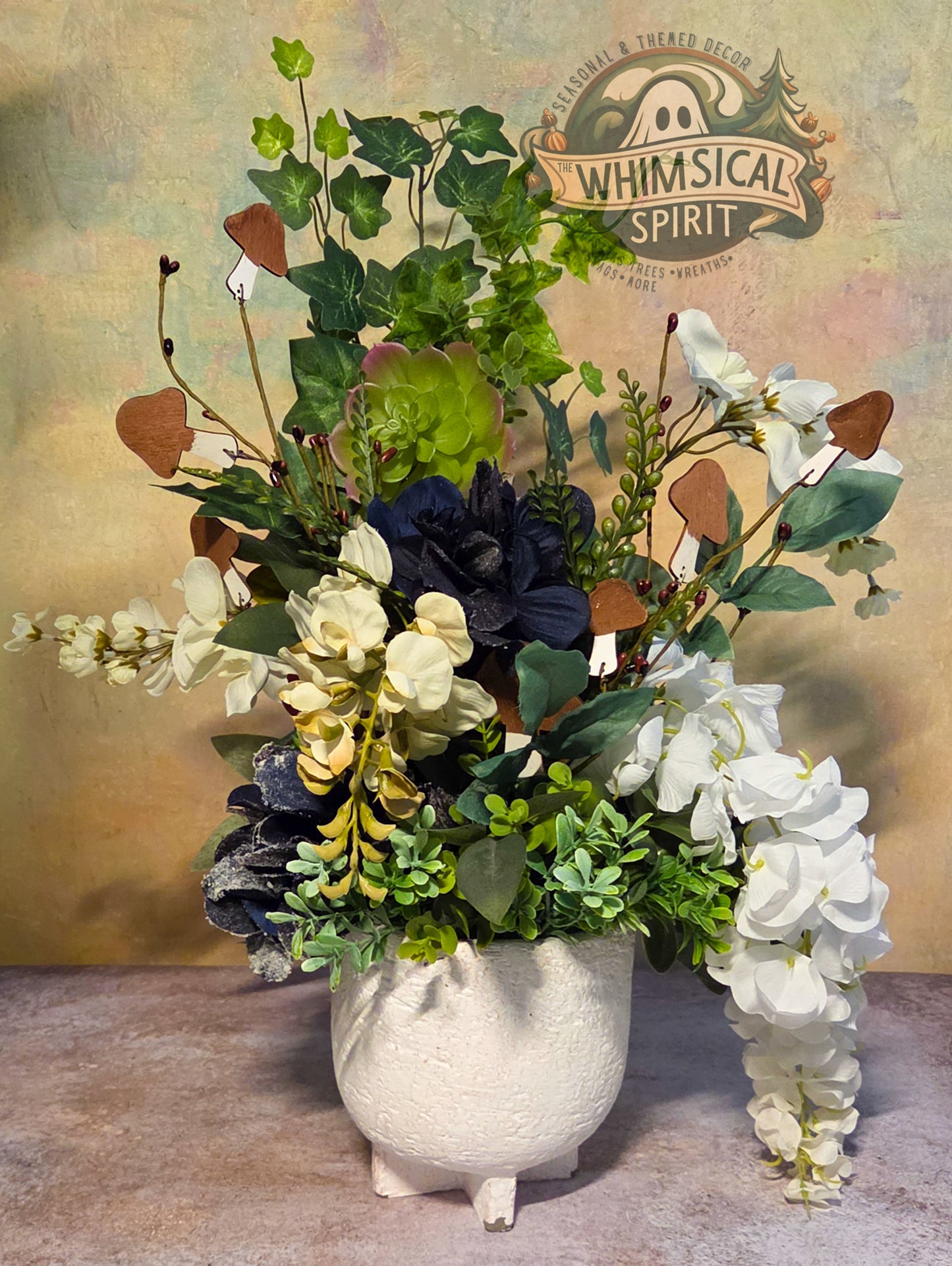 Ivory Garden Retreat - Everyday Neutral Elegant Tabletop Centerpiece