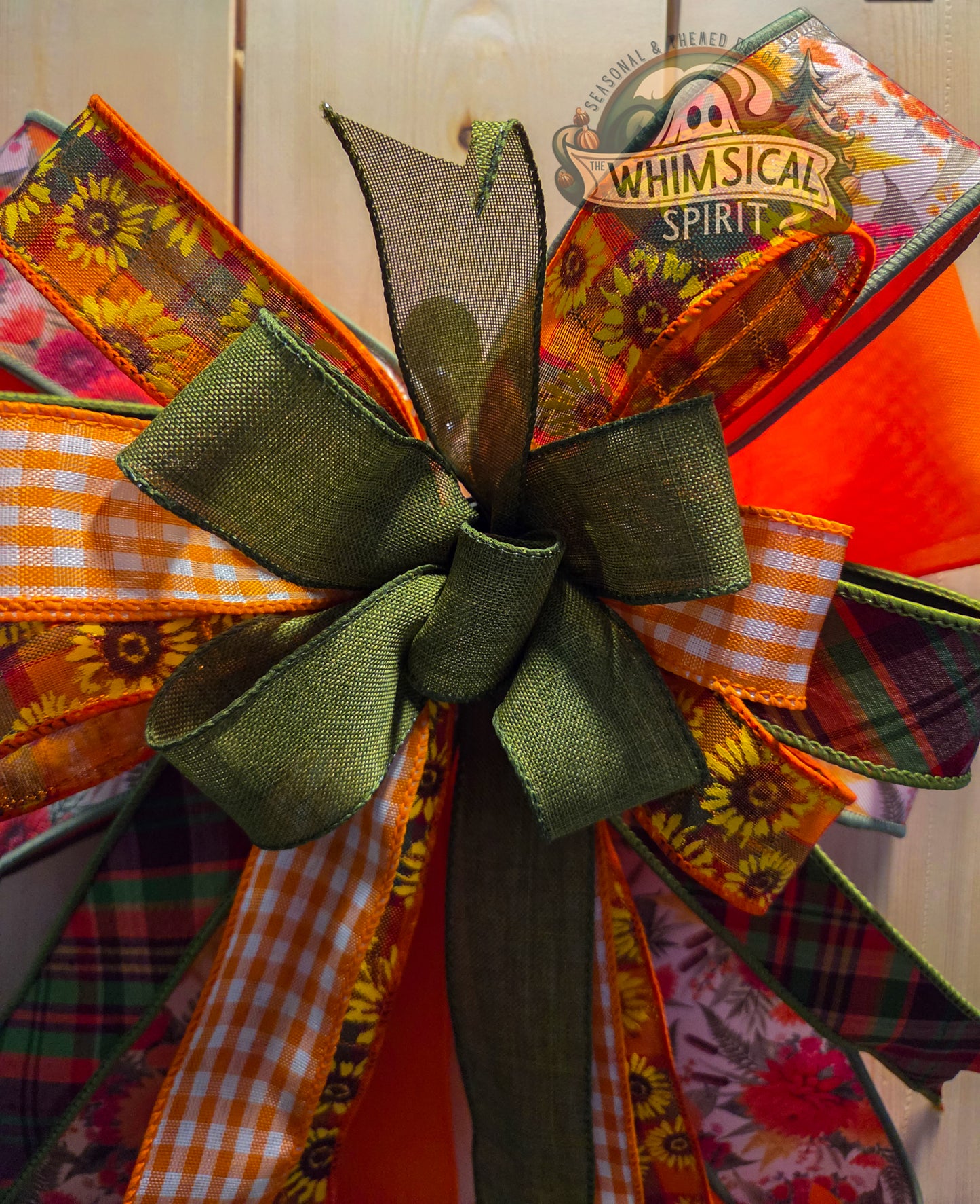 Large Fall Bow, Autumn Wreath Bow, Thanksgiving Bow, Seasonal Ribbon Bow, Fall Decor Bow for Front Door