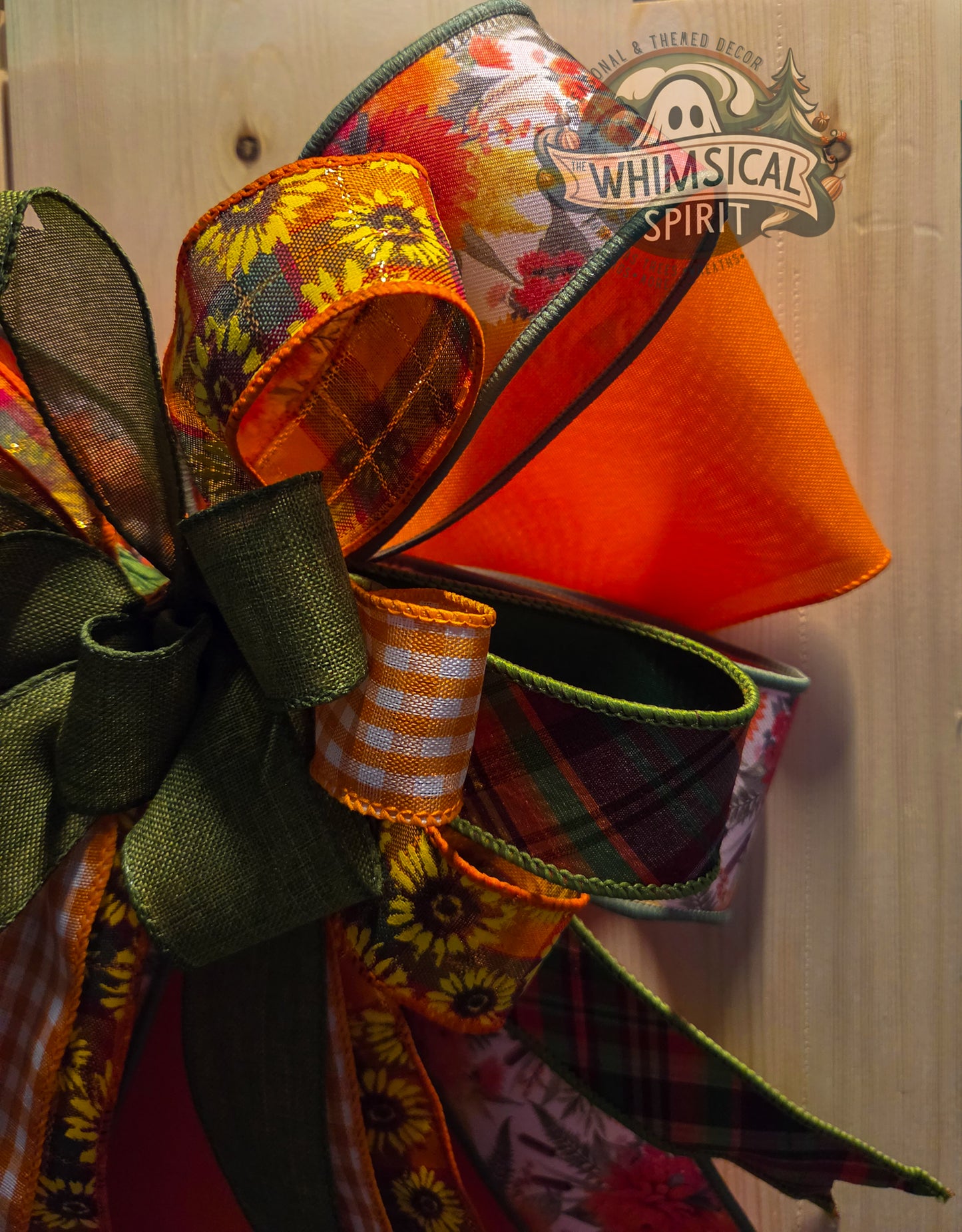 Large Fall Bow, Autumn Wreath Bow, Thanksgiving Bow, Seasonal Ribbon Bow, Fall Decor Bow for Front Door