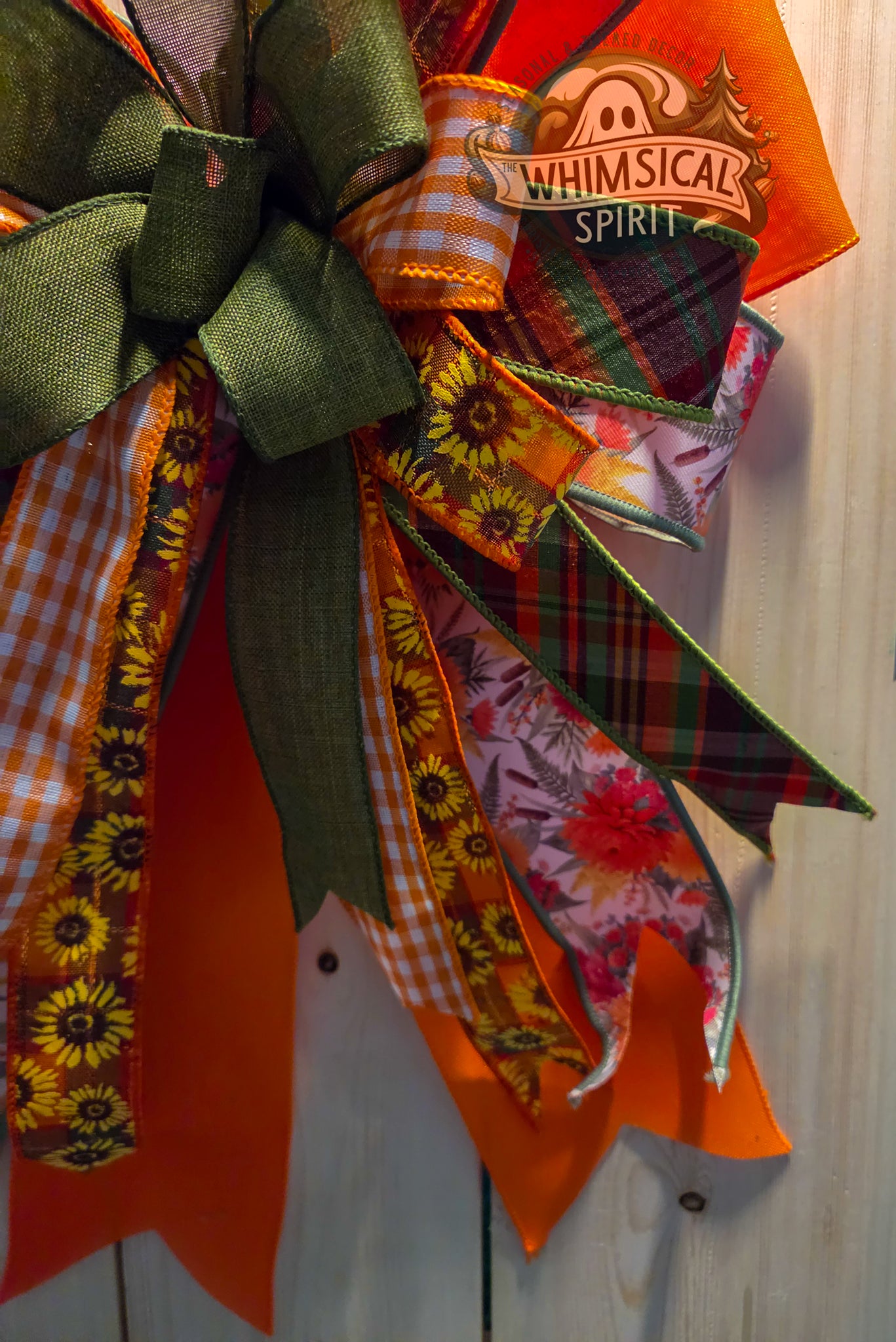 Large Fall Bow, Autumn Wreath Bow, Thanksgiving Bow, Seasonal Ribbon Bow, Fall Decor Bow for Front Door