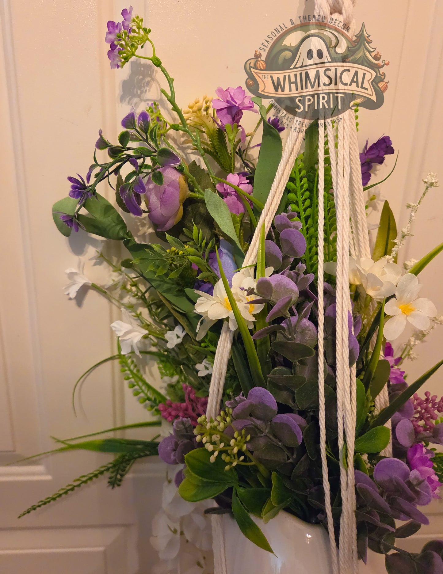 Lavender Lace Cascade - Macrame Bloom Suspended Centerpiece
