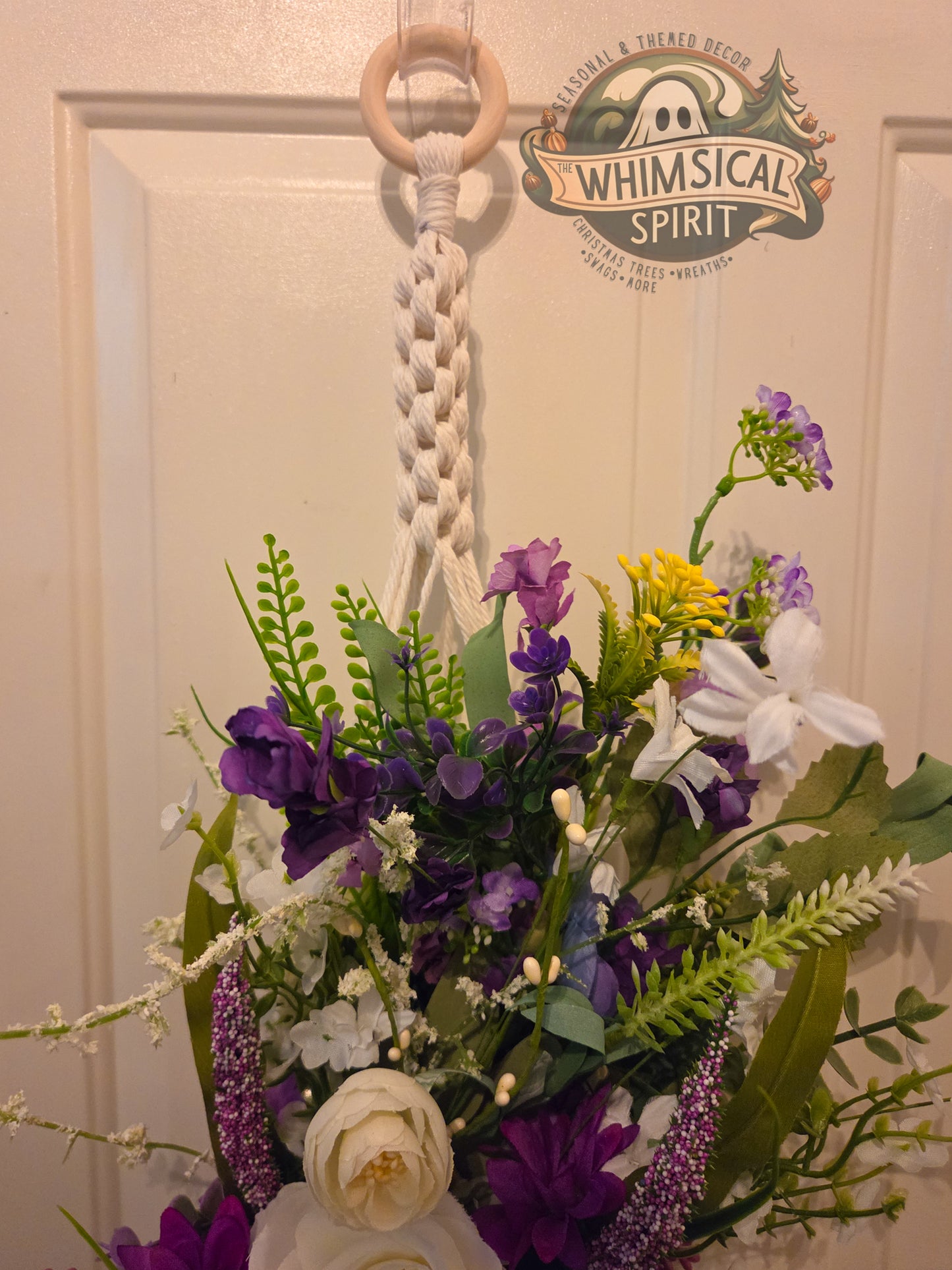 Lavender Lace Cascade - Macrame Bloom Suspended Centerpiece