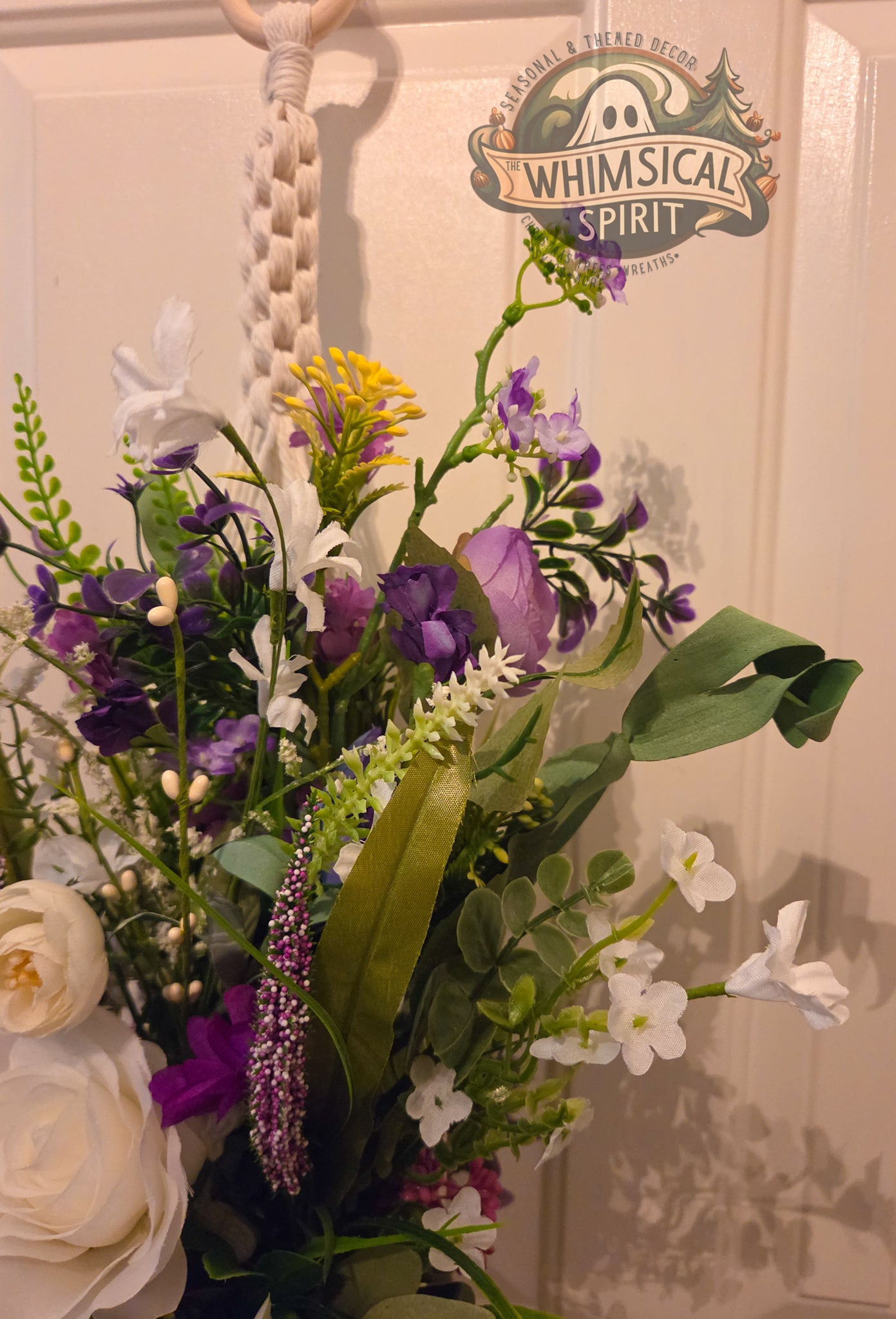 Lavender Lace Cascade - Macrame Bloom Suspended Centerpiece