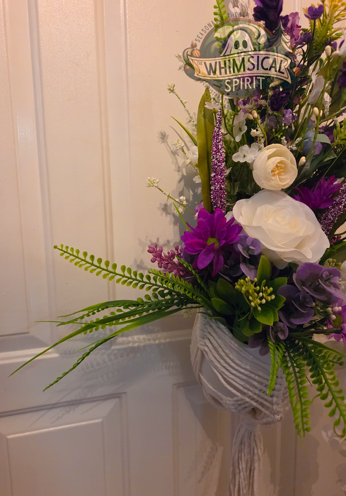 Lavender Lace Cascade - Macrame Bloom Suspended Centerpiece