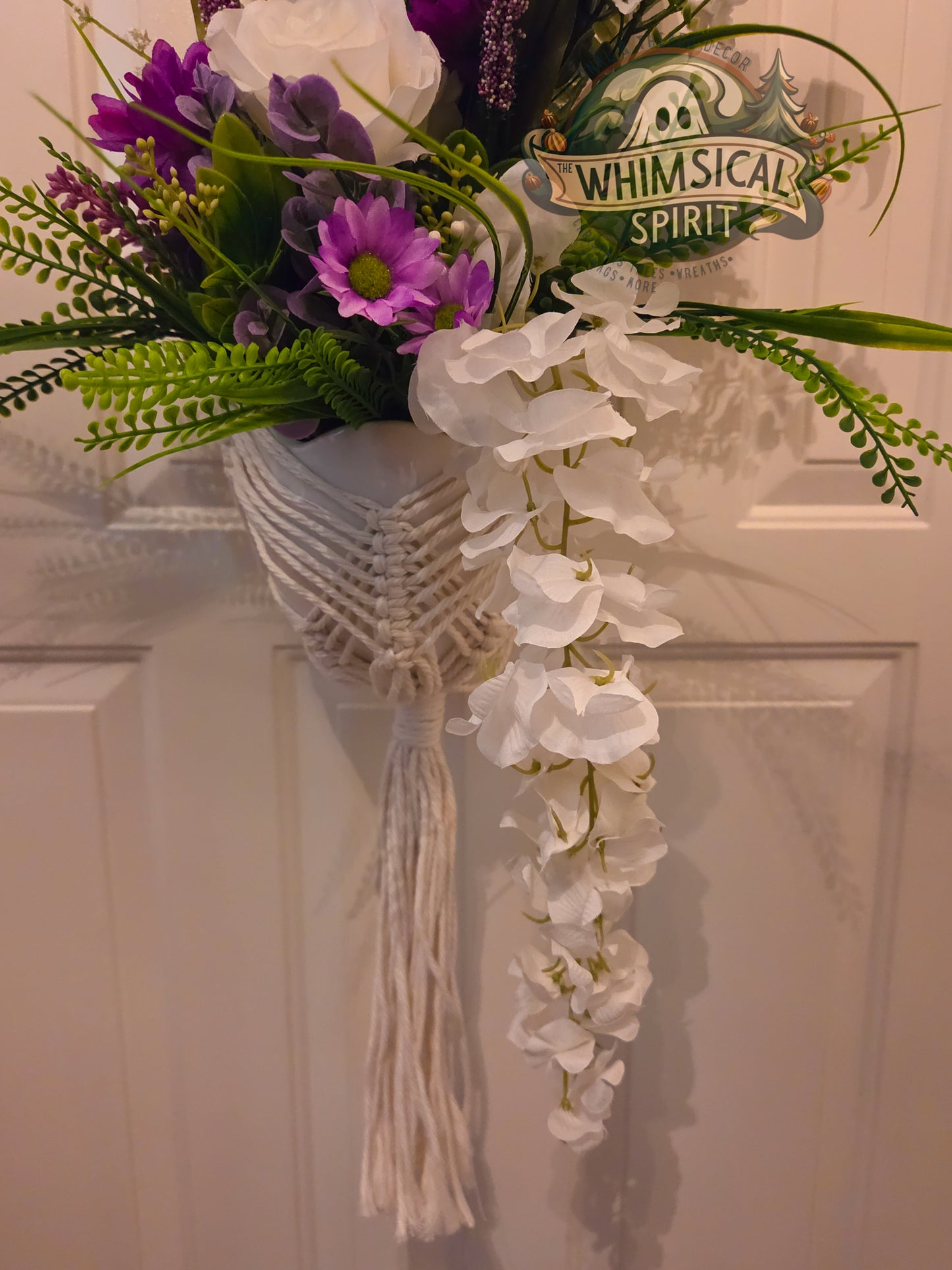 Lavender Lace Cascade - Macrame Bloom Suspended Centerpiece