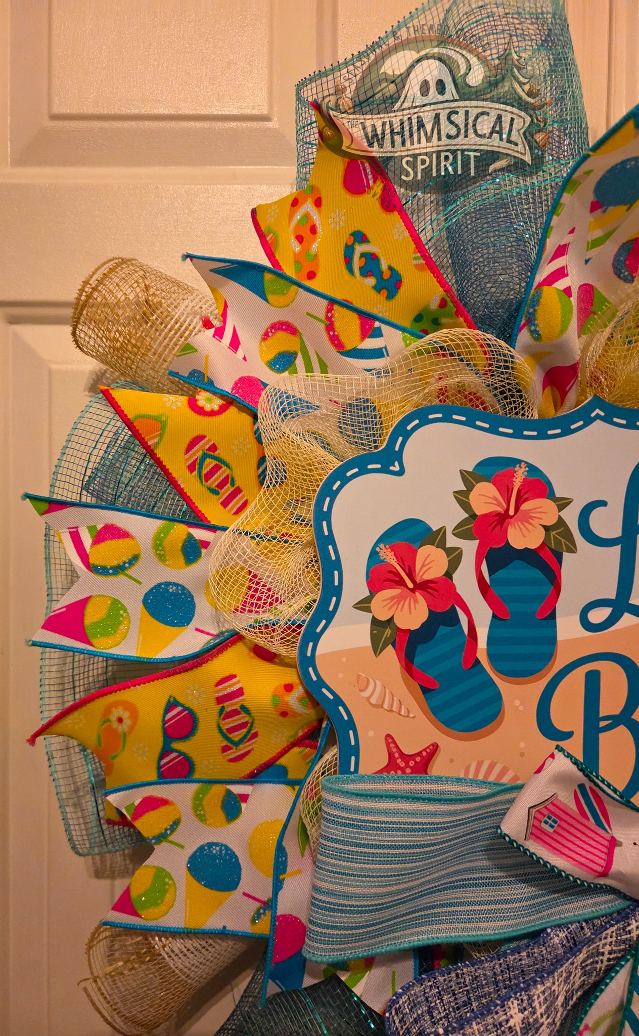Sunny Shore Splash - Flip Flop Summer Beach Day Mesh Wreath