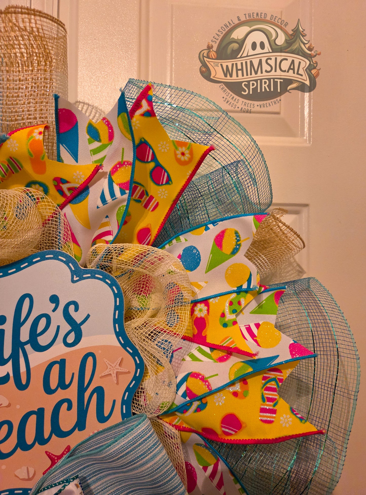 Sunny Shore Splash - Flip Flop Summer Beach Day Mesh Wreath