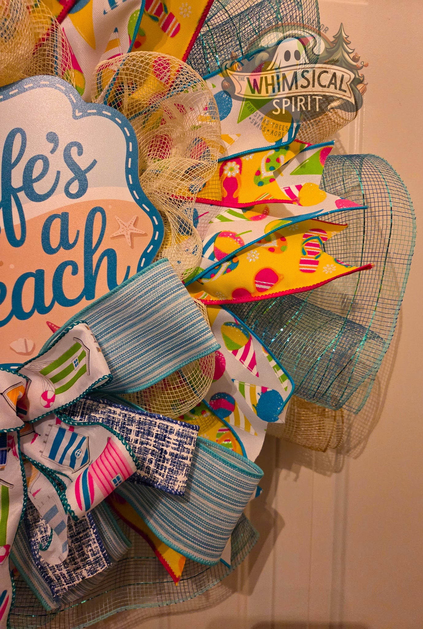 Sunny Shore Splash - Flip Flop Summer Beach Day Mesh Wreath