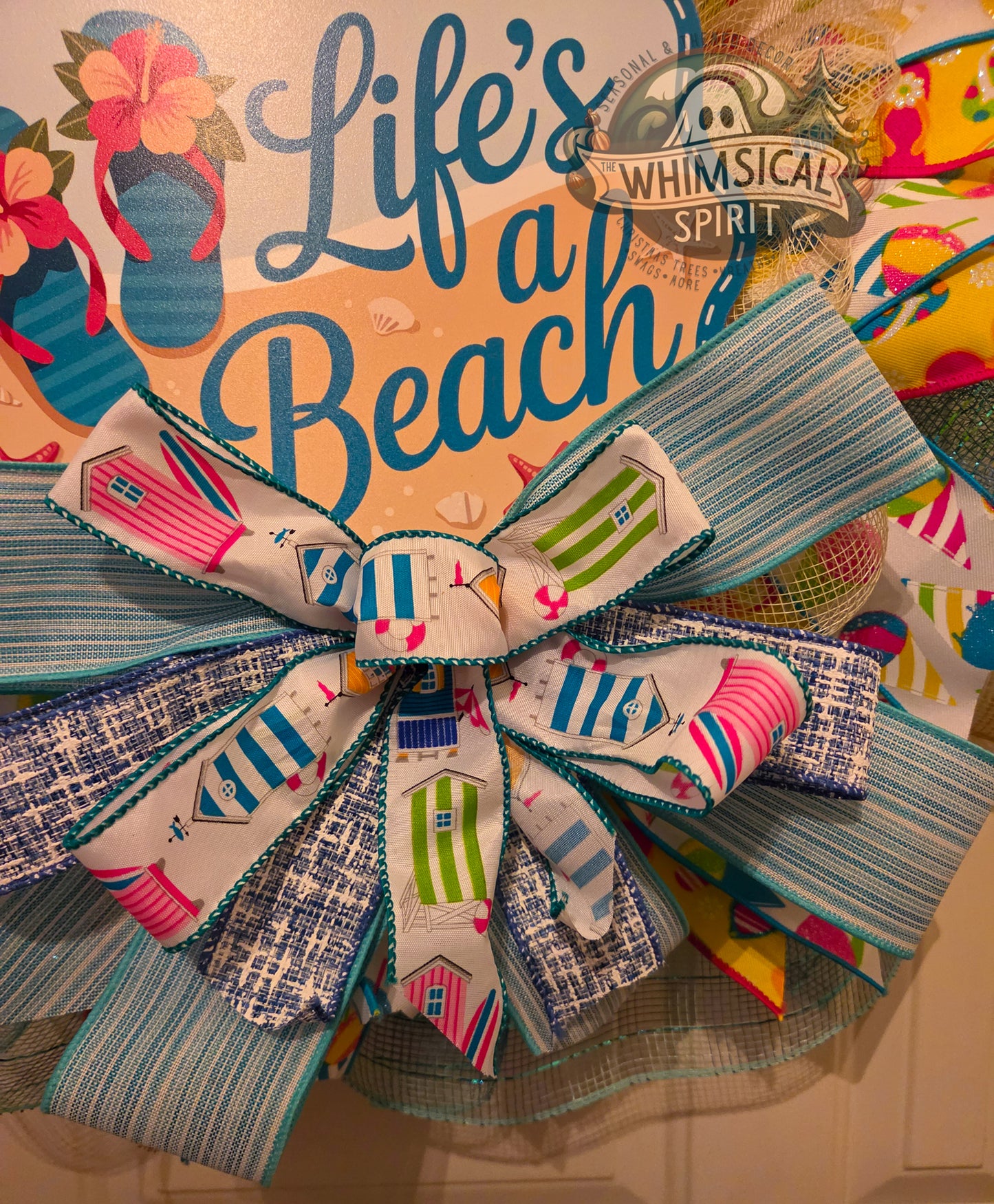 Sunny Shore Splash - Flip Flop Summer Beach Day Mesh Wreath