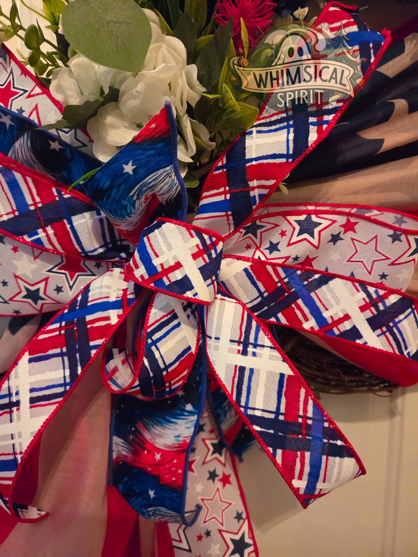 Old Glory Garden Salute - 4th of July American Flag Floral Grapevine Wreath