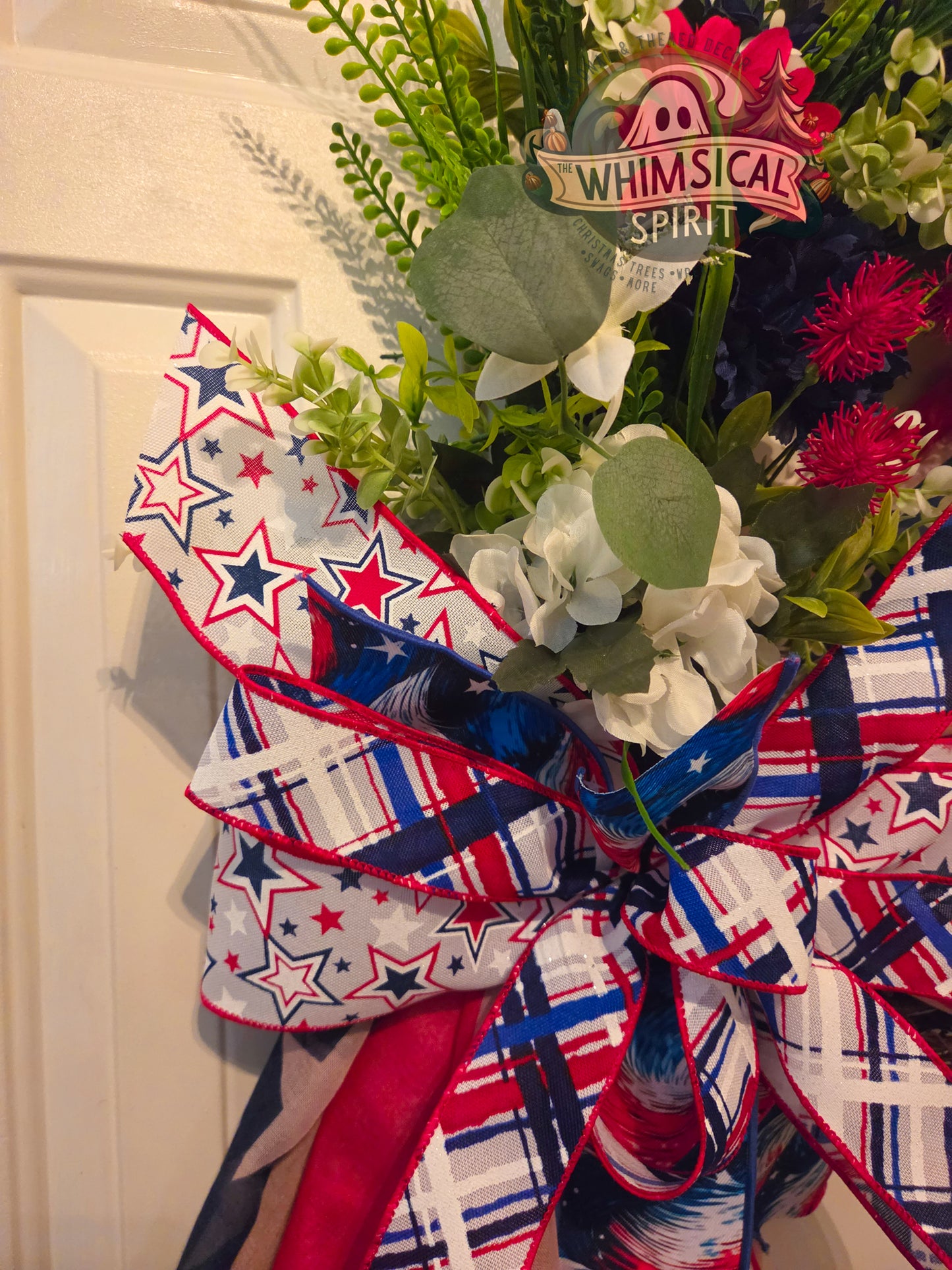 Old Glory Garden Salute - 4th of July American Flag Floral Grapevine Wreath