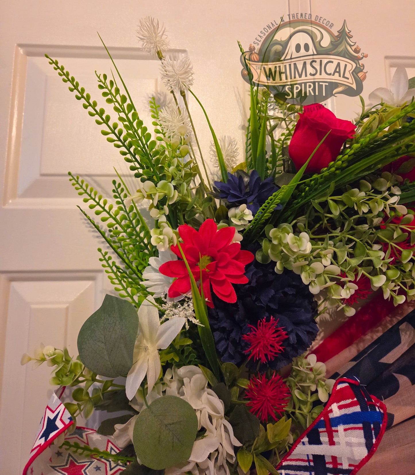 Old Glory Garden Salute - 4th of July American Flag Floral Grapevine Wreath