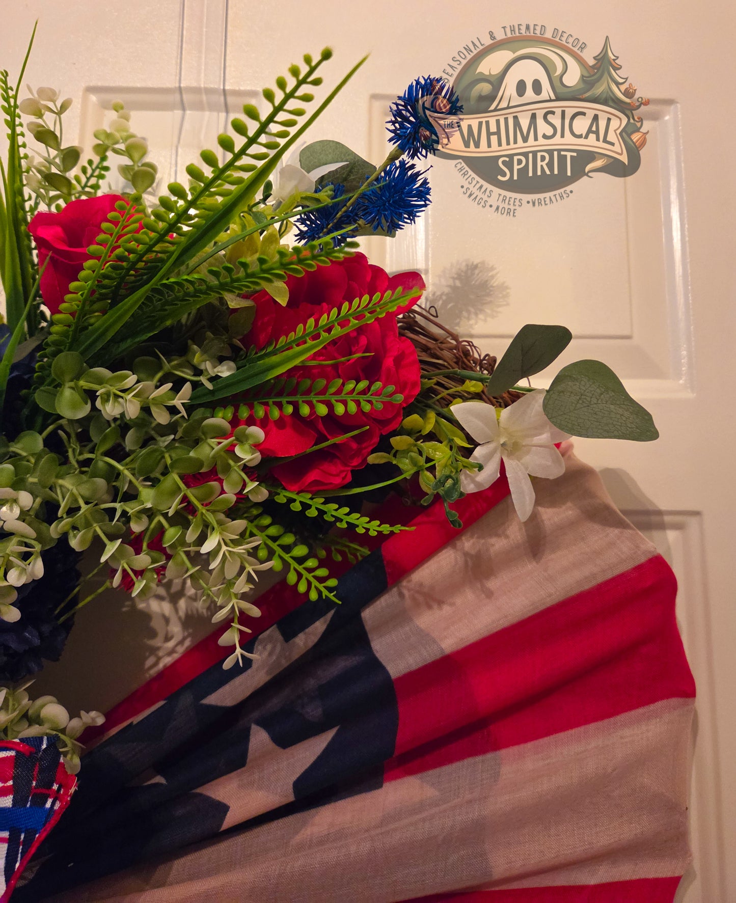 Old Glory Garden Salute - 4th of July American Flag Floral Grapevine Wreath