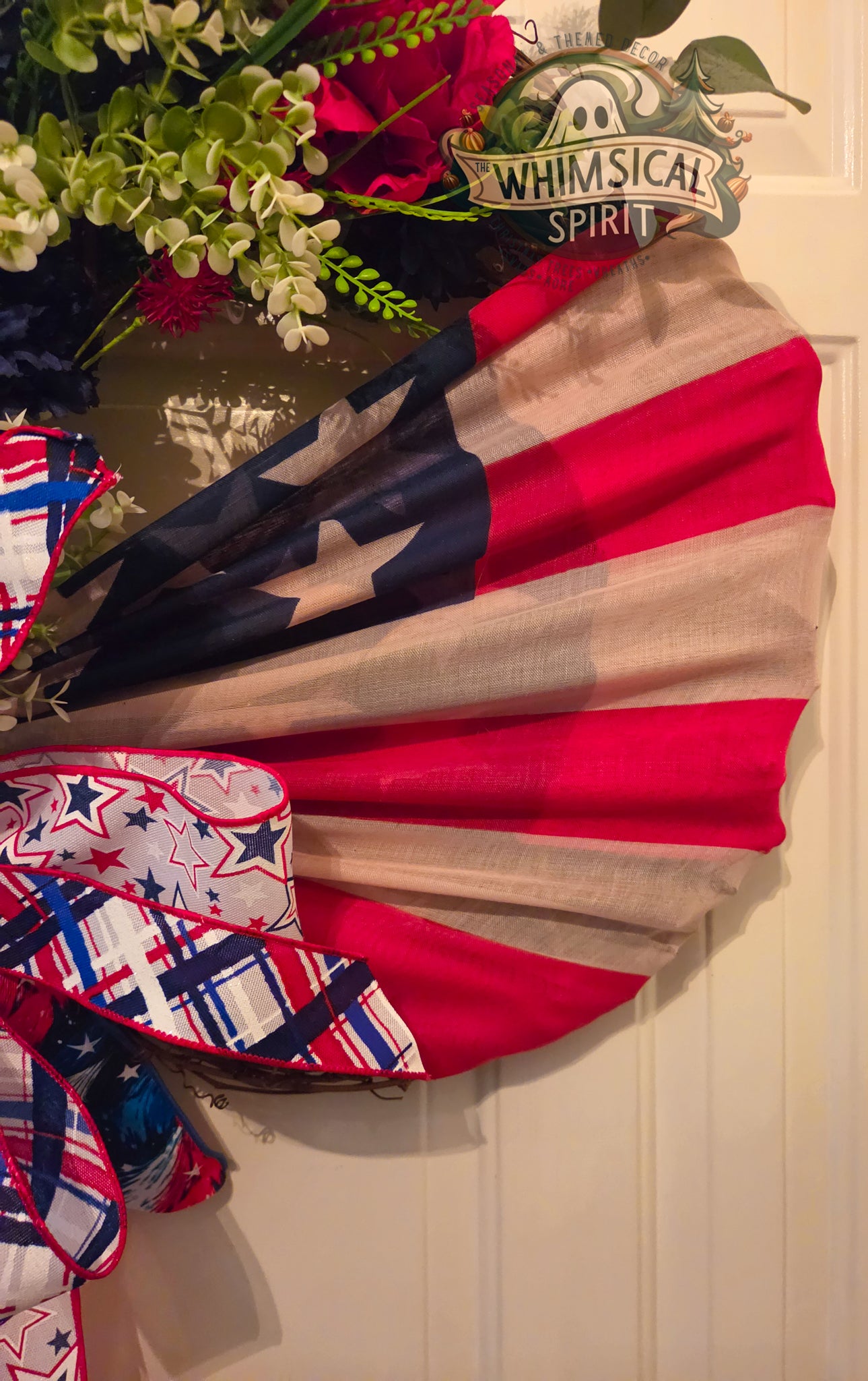 Old Glory Garden Salute - 4th of July American Flag Floral Grapevine Wreath