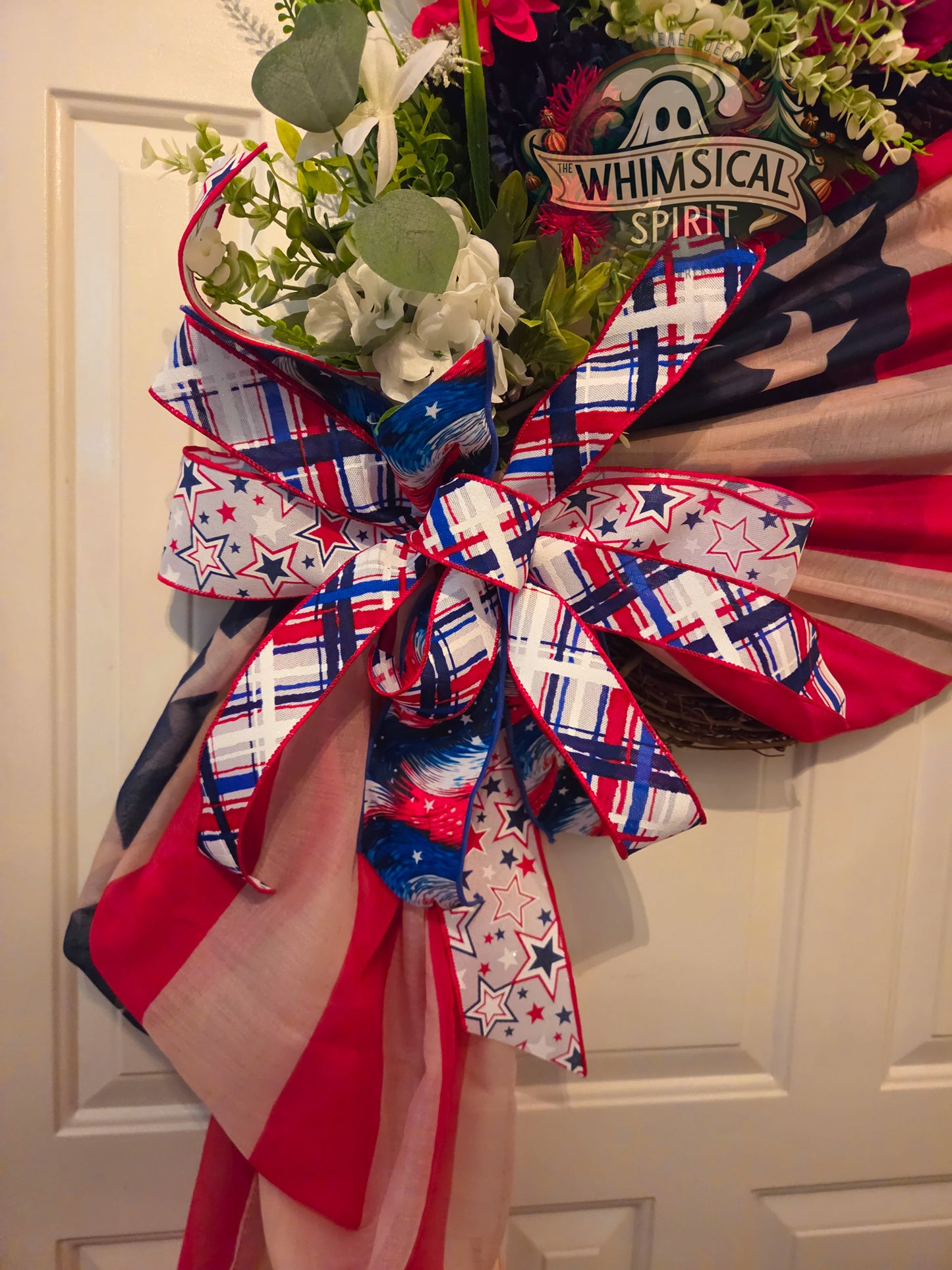 Old Glory Garden Salute - 4th of July American Flag Floral Grapevine Wreath