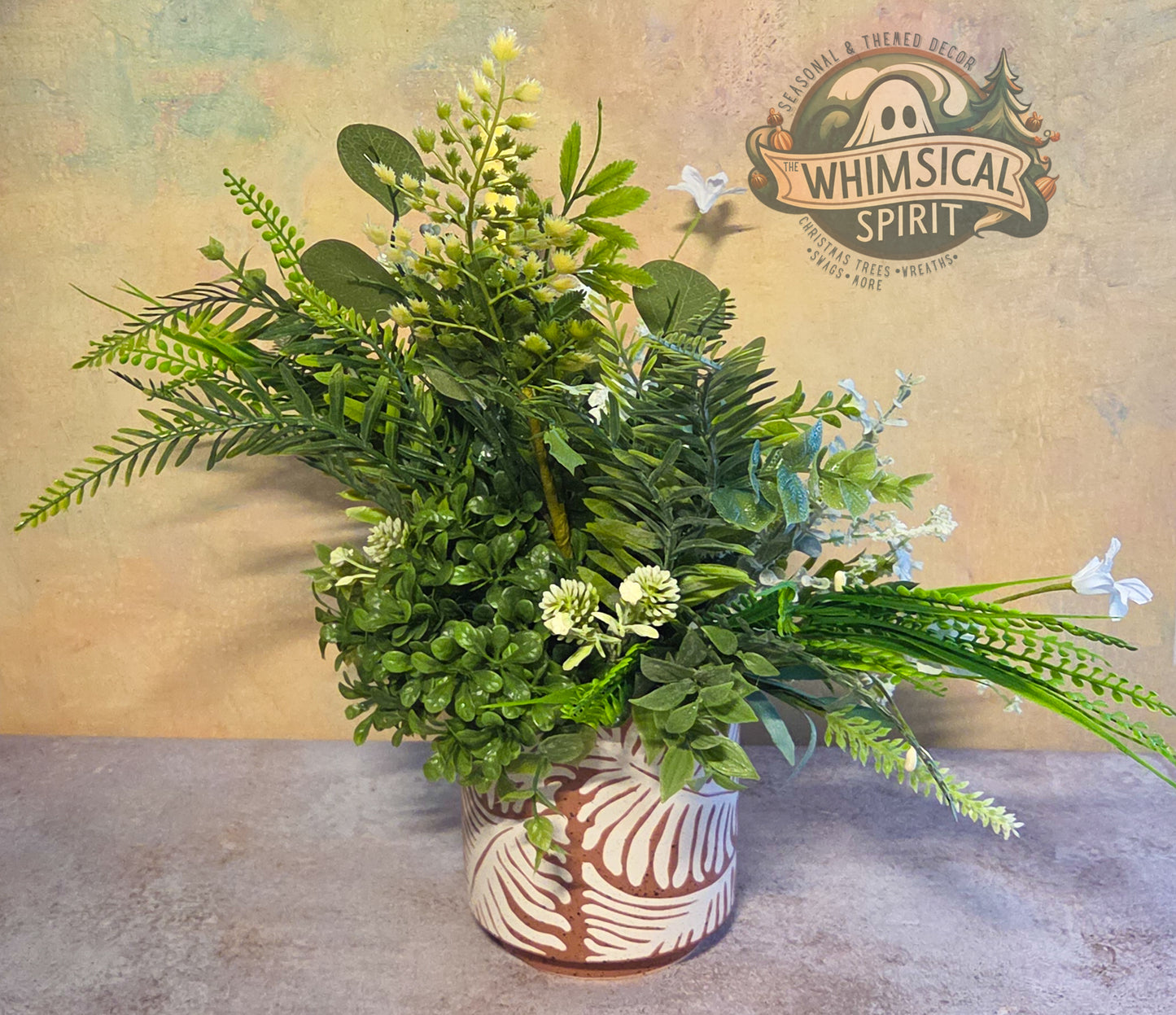 Palm Frond Flourish - Summer Palm Beach Neutral Greenery Floral Centerpiece