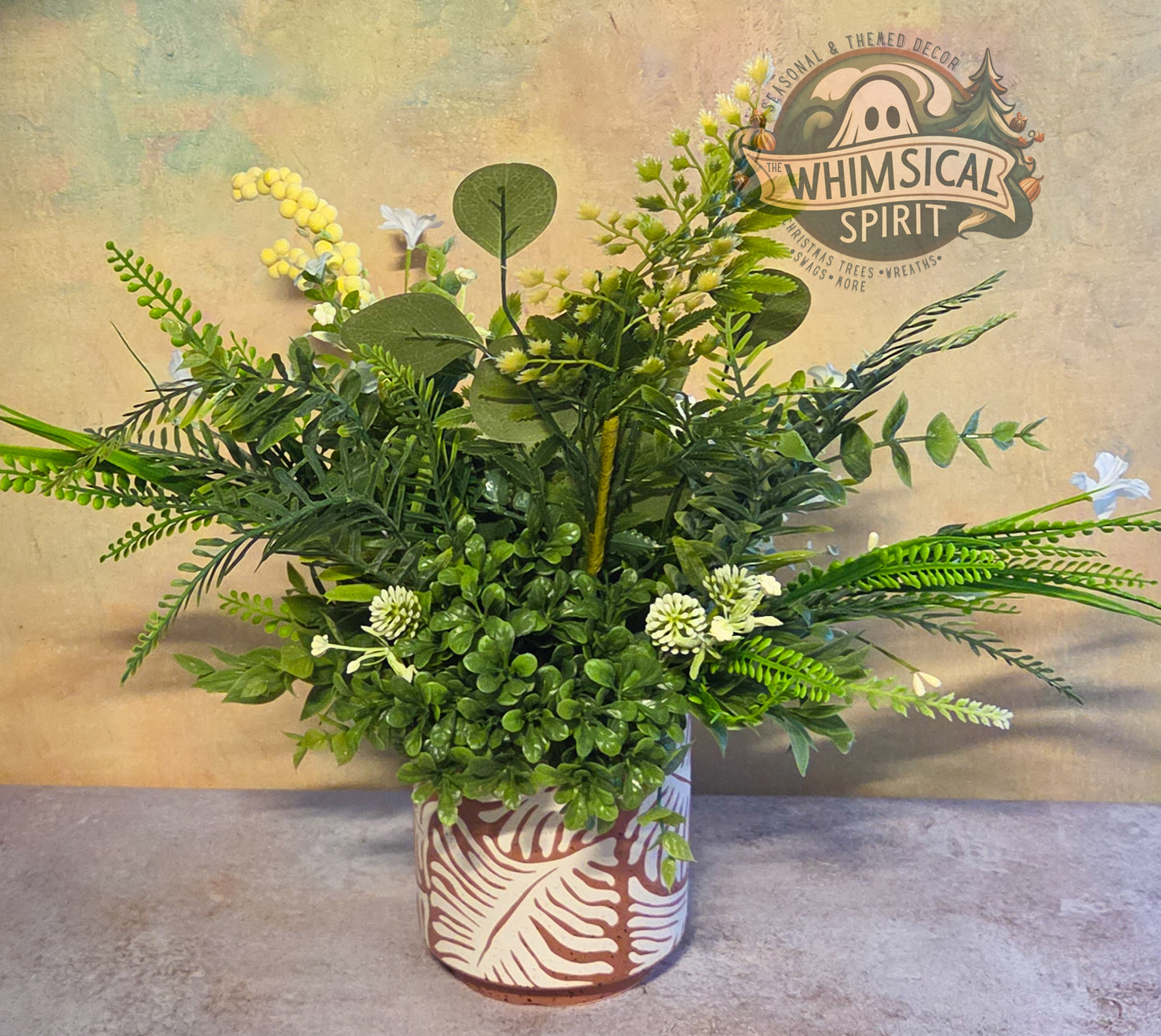 Palm Frond Flourish - Summer Palm Beach Neutral Greenery Floral Centerpiece