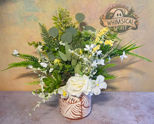 Palm Frond Flourish - Summer Palm Beach Neutral Greenery Floral Centerpiece
