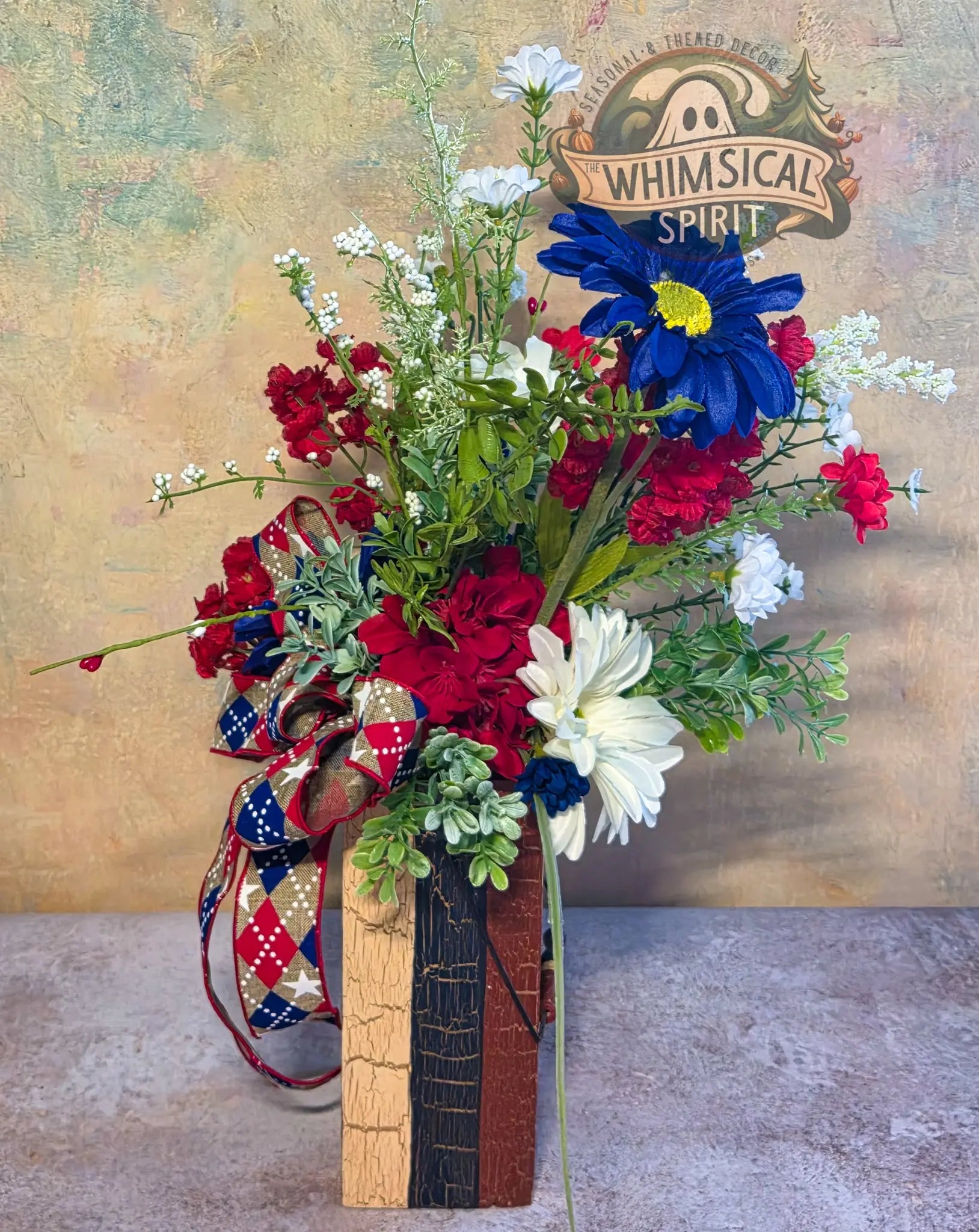 Patriot’s Homestead Bloom - America 250 4th of July Rustic Patriotic Centerpiece The Whimsical Spirit