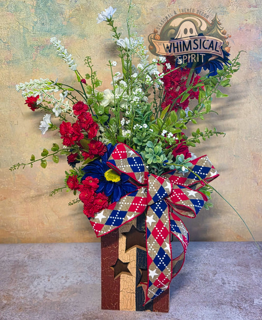 Patriot’s Homestead Bloom - America 250 4th of July Rustic Patriotic Centerpiece