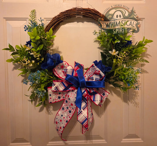 Patriot’s Meadow Entry - America 250 4th of July Patriotic Floral Wreath
