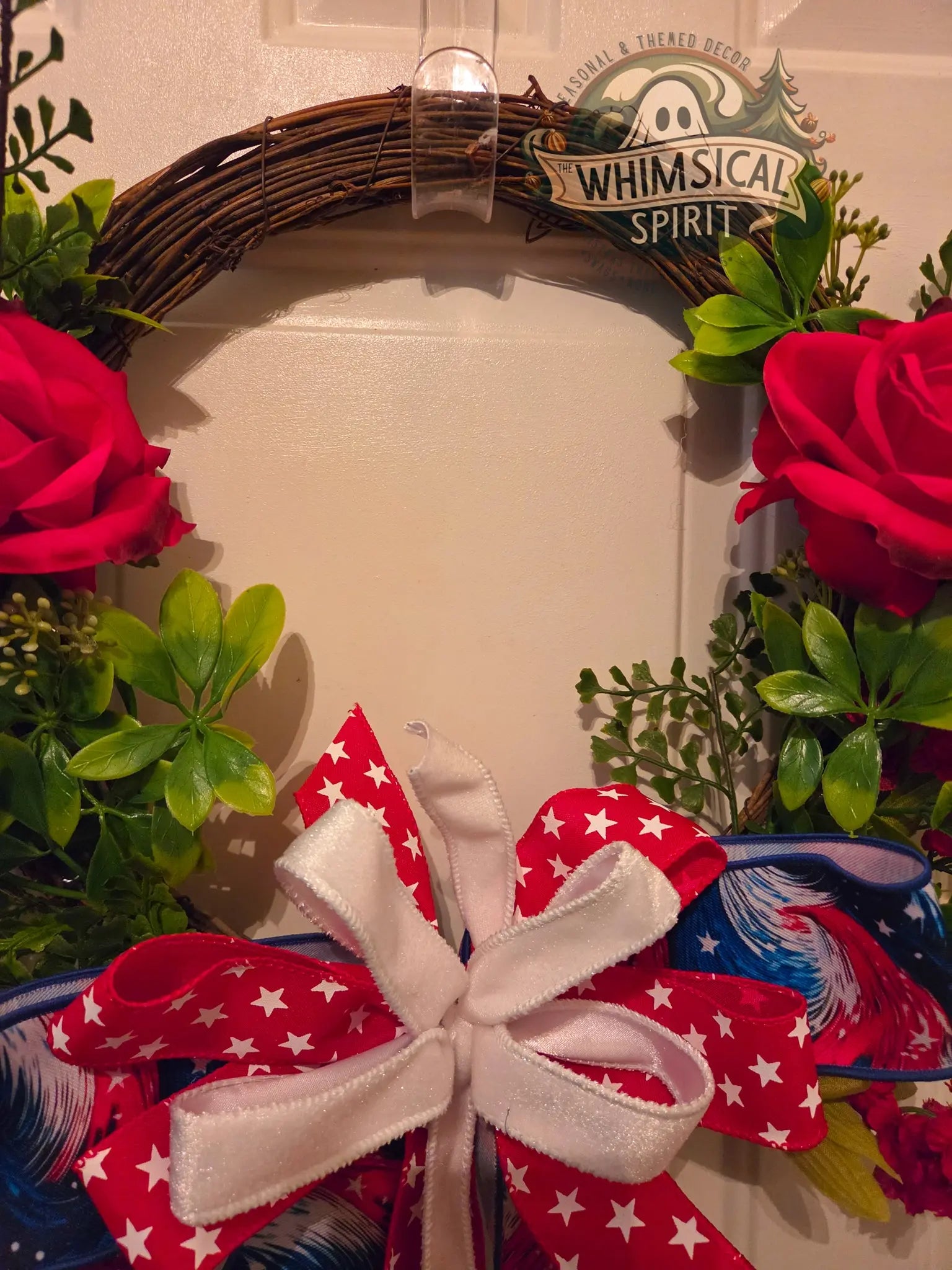 Patriot’s Rose Welcome - America 250 4th of July Patriotic Floral Wreath The Whimsical Spirit