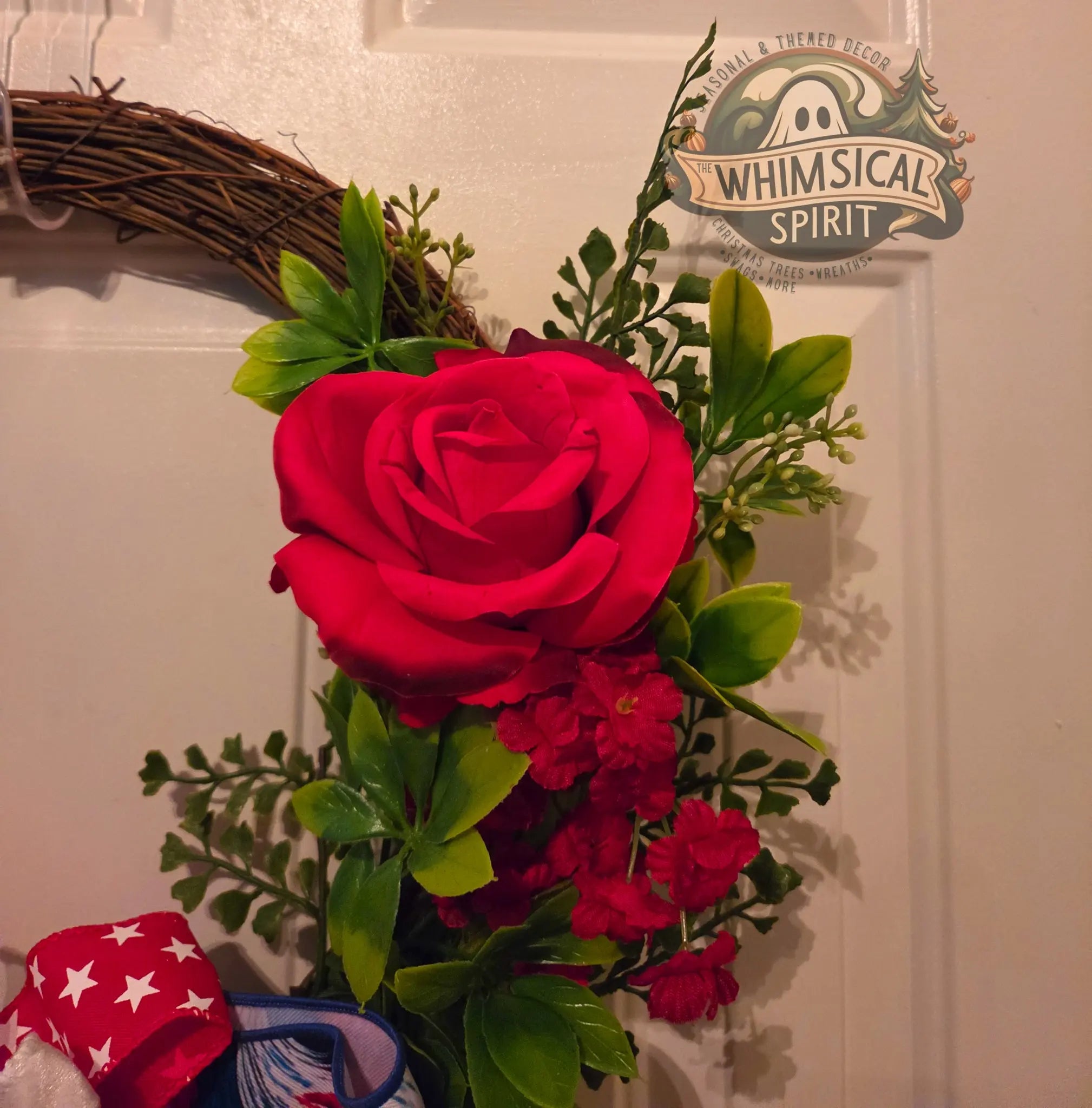 Patriot’s Rose Welcome - America 250 4th of July Patriotic Floral Wreath The Whimsical Spirit