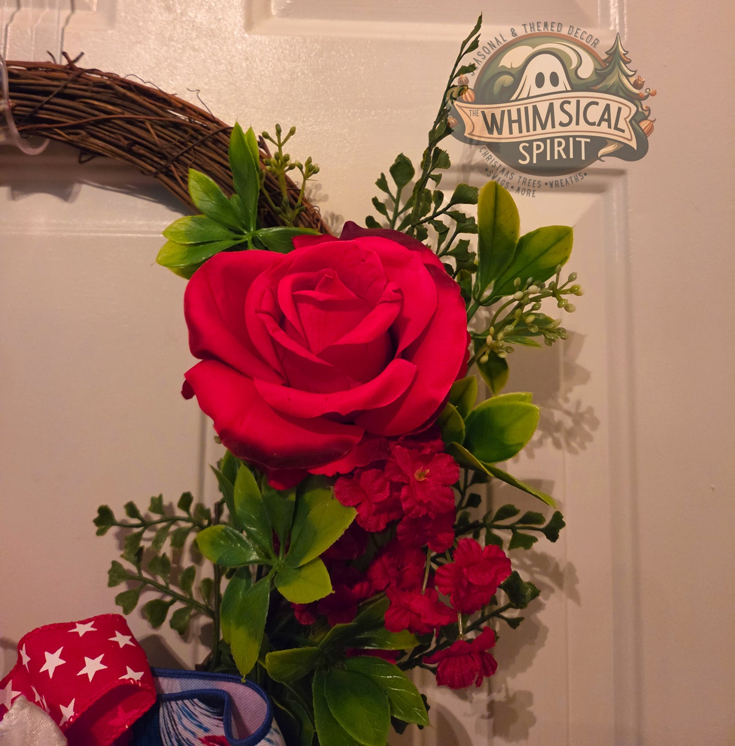 Patriot’s Rose Welcome - America 250 4th of July Patriotic Floral Wreath