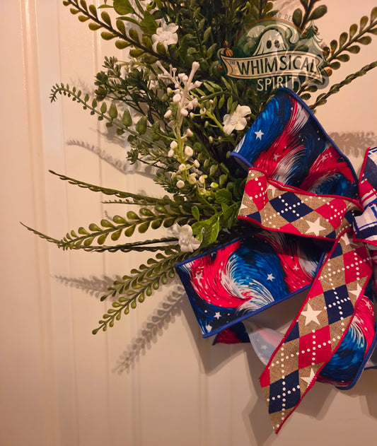 Patriot’s Wildwood Gathering - America 250 4th of July Patriotic Floral Wreath