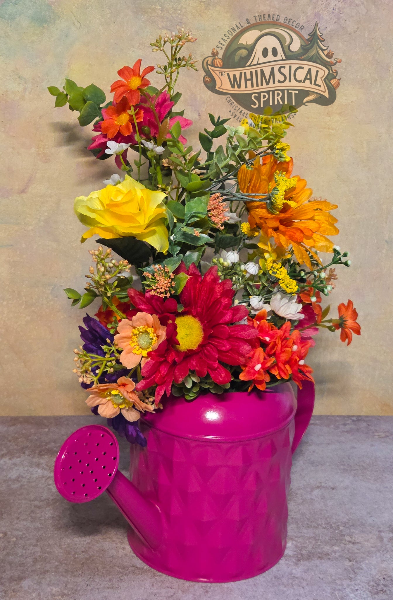 Petal Parade Jubilee - Spring Watering Can Tabletop Centerpiece