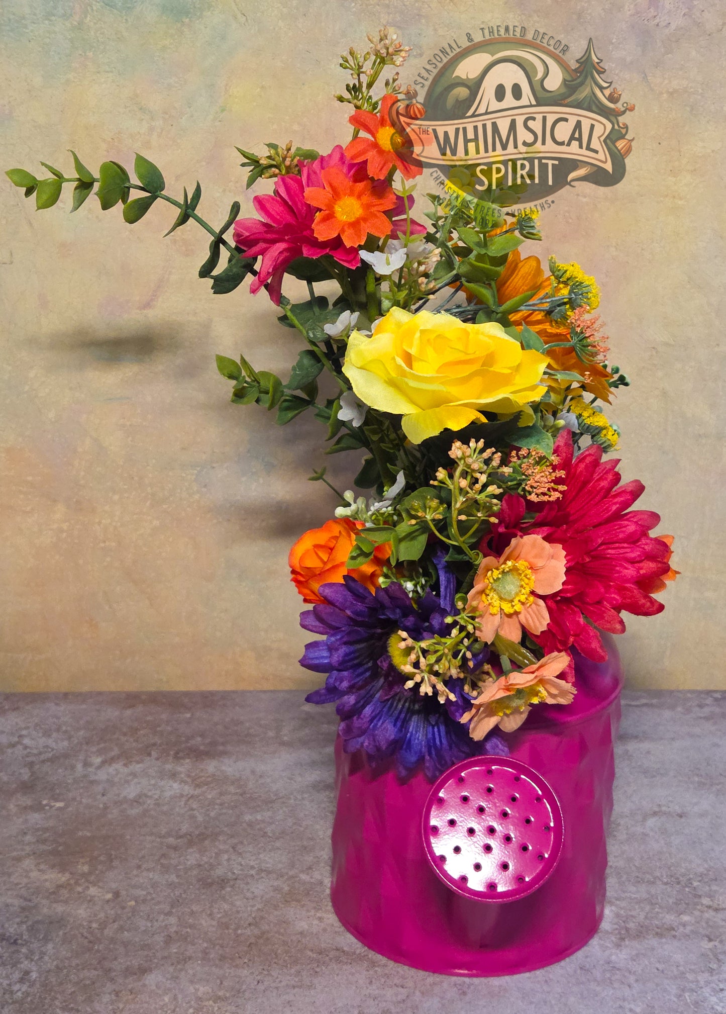 Petal Parade Jubilee - Spring Watering Can Tabletop Centerpiece