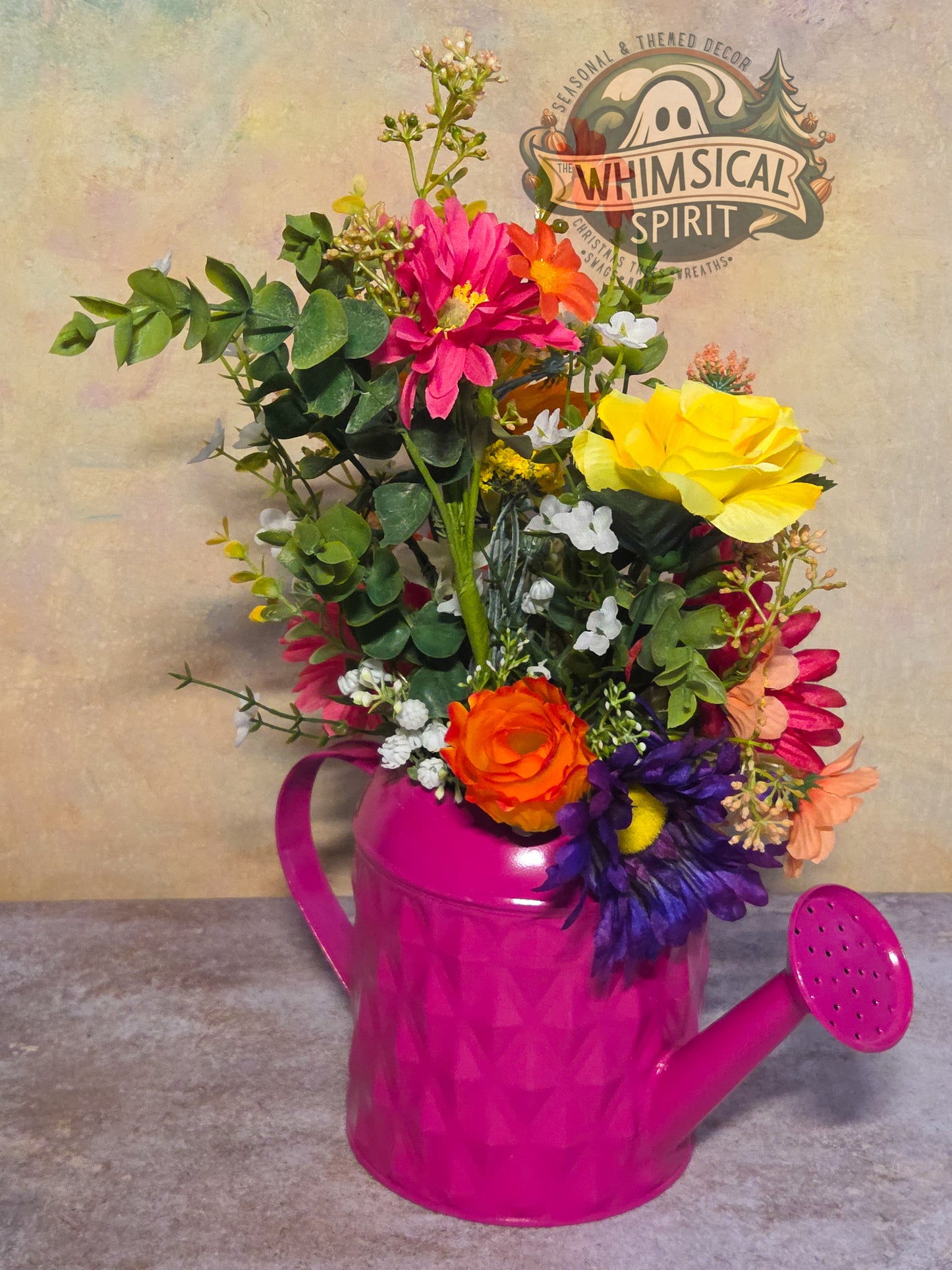 Petal Parade Jubilee - Spring Watering Can Tabletop Centerpiece