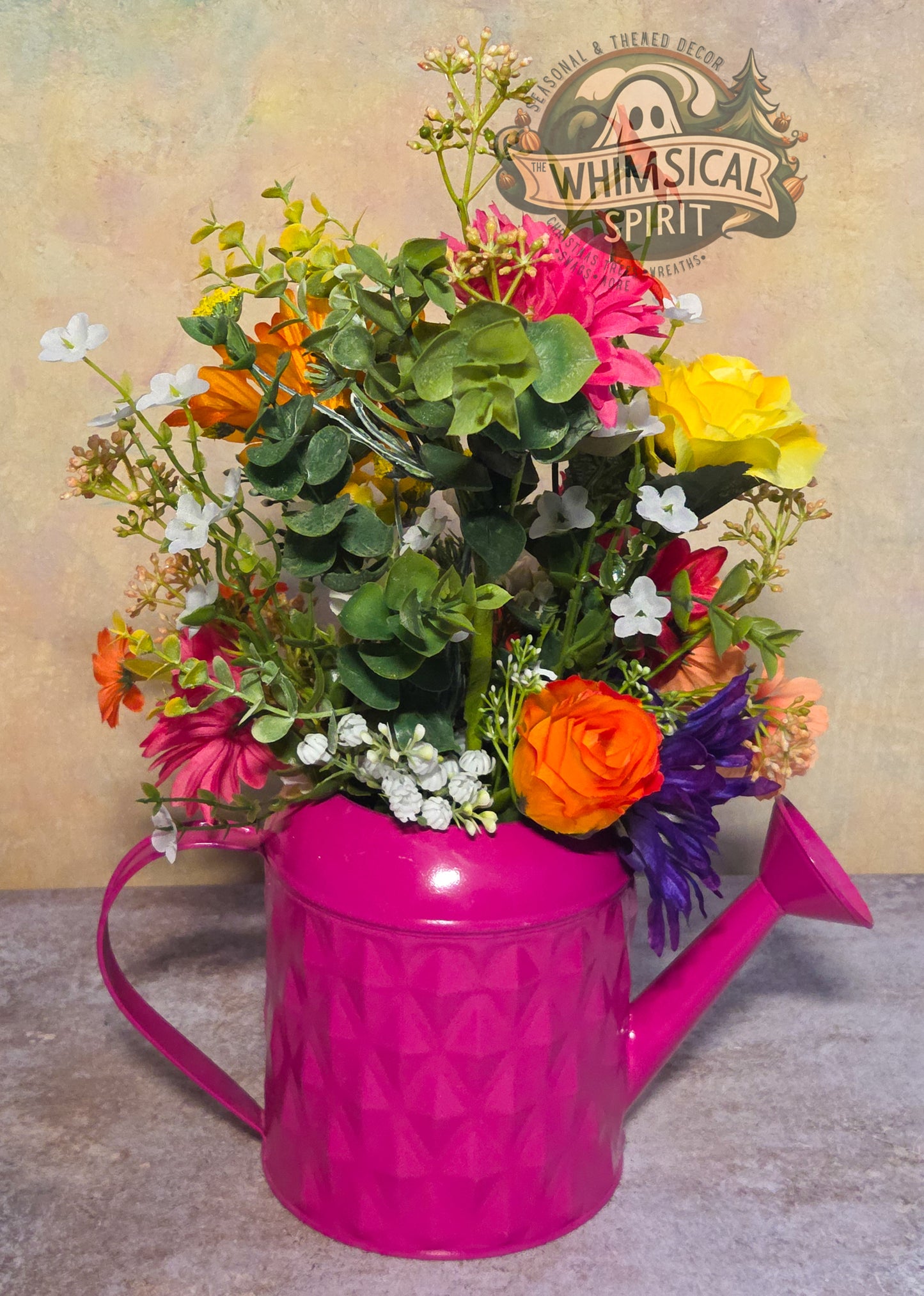 Petal Parade Jubilee - Spring Watering Can Tabletop Centerpiece