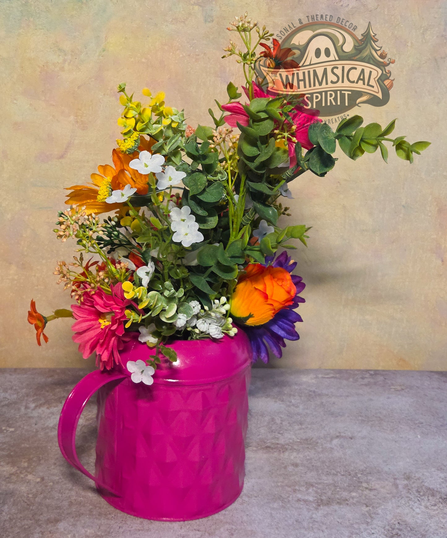 Petal Parade Jubilee - Spring Watering Can Tabletop Centerpiece