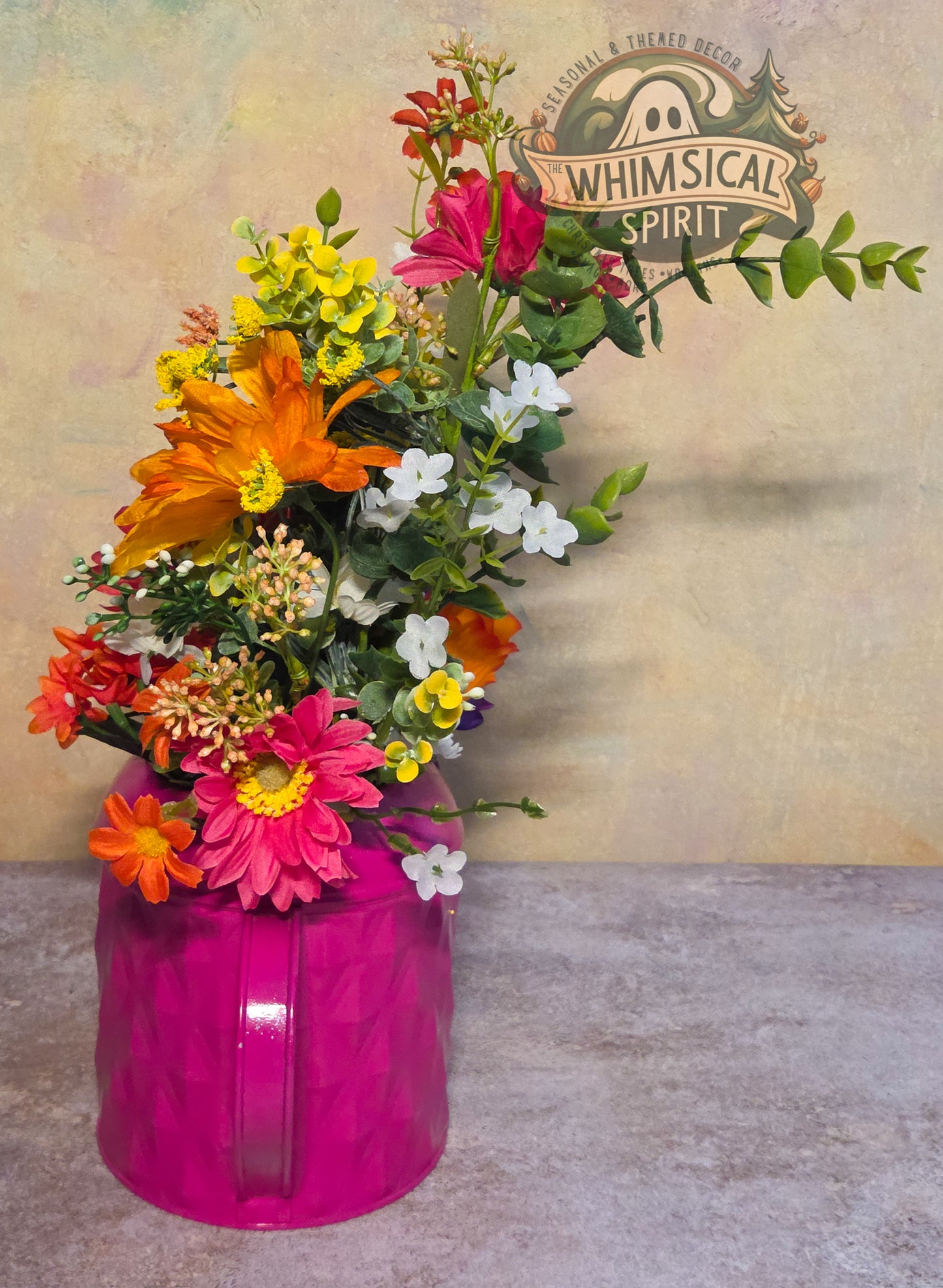 Petal Parade Jubilee - Spring Watering Can Tabletop Centerpiece