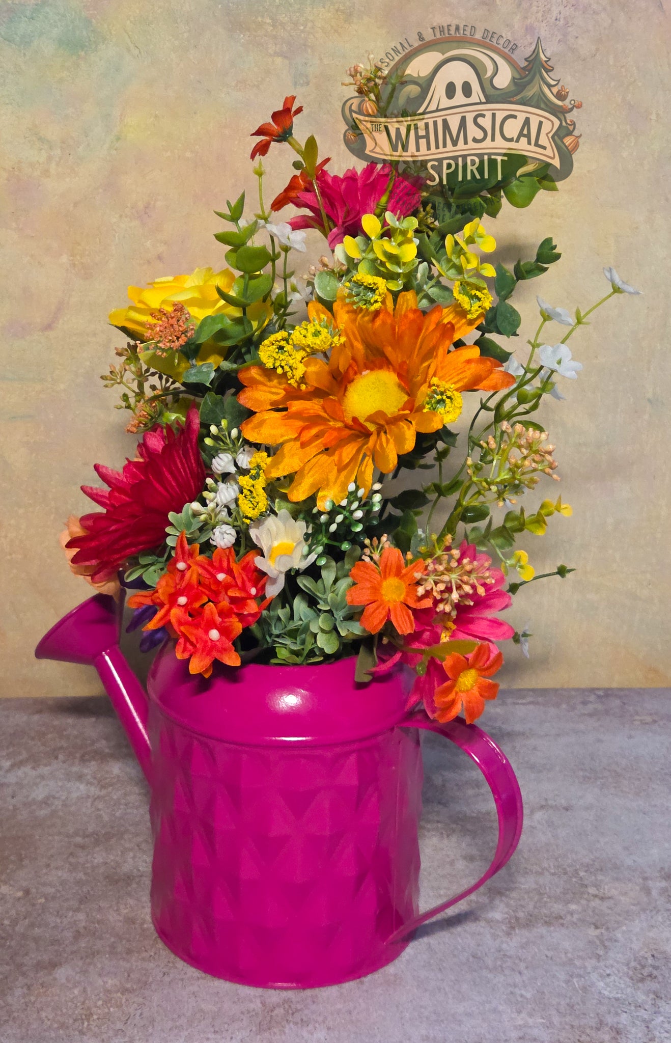 Petal Parade Jubilee - Spring Watering Can Tabletop Centerpiece
