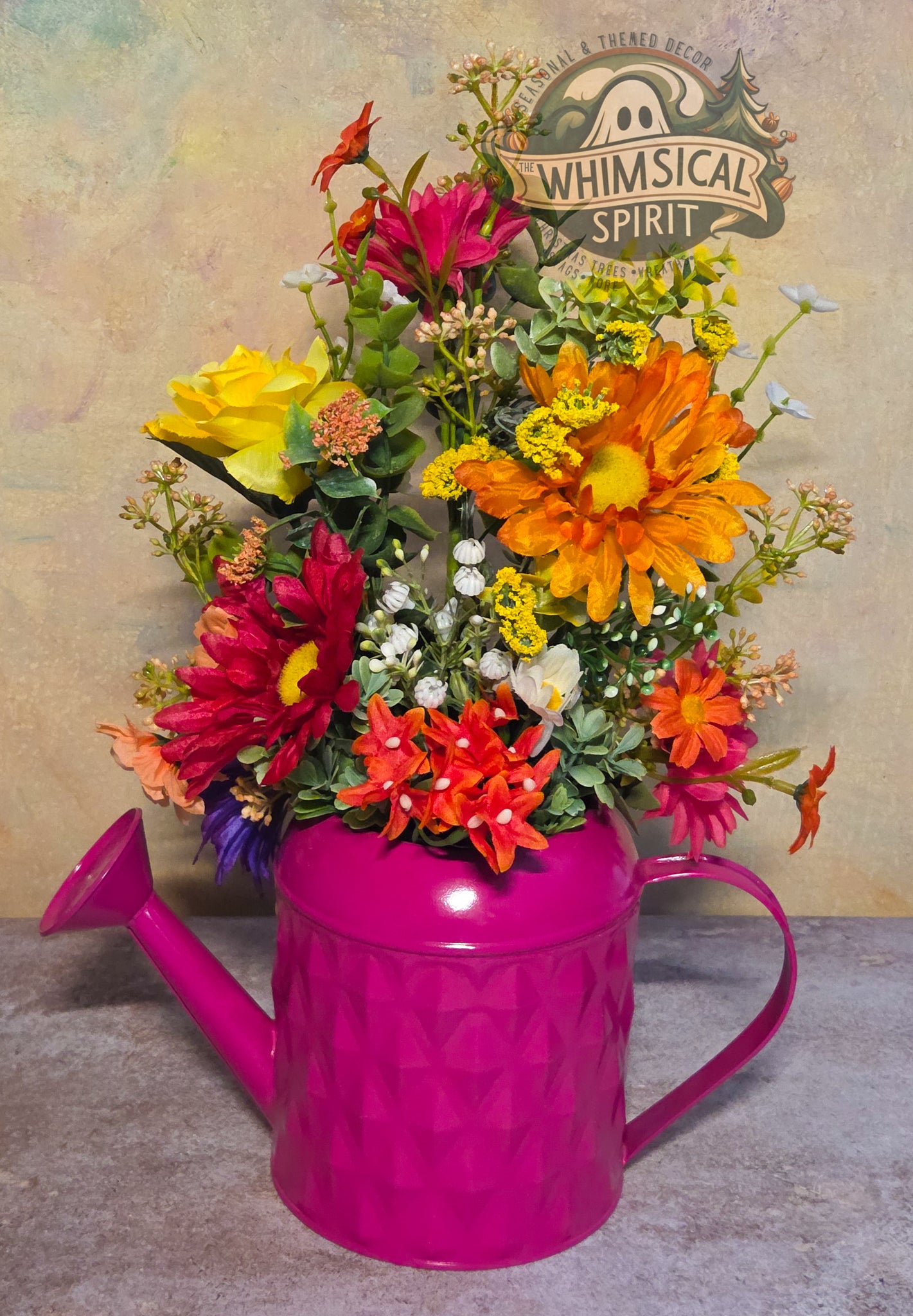Petal Parade Jubilee - Spring Watering Can Tabletop Centerpiece