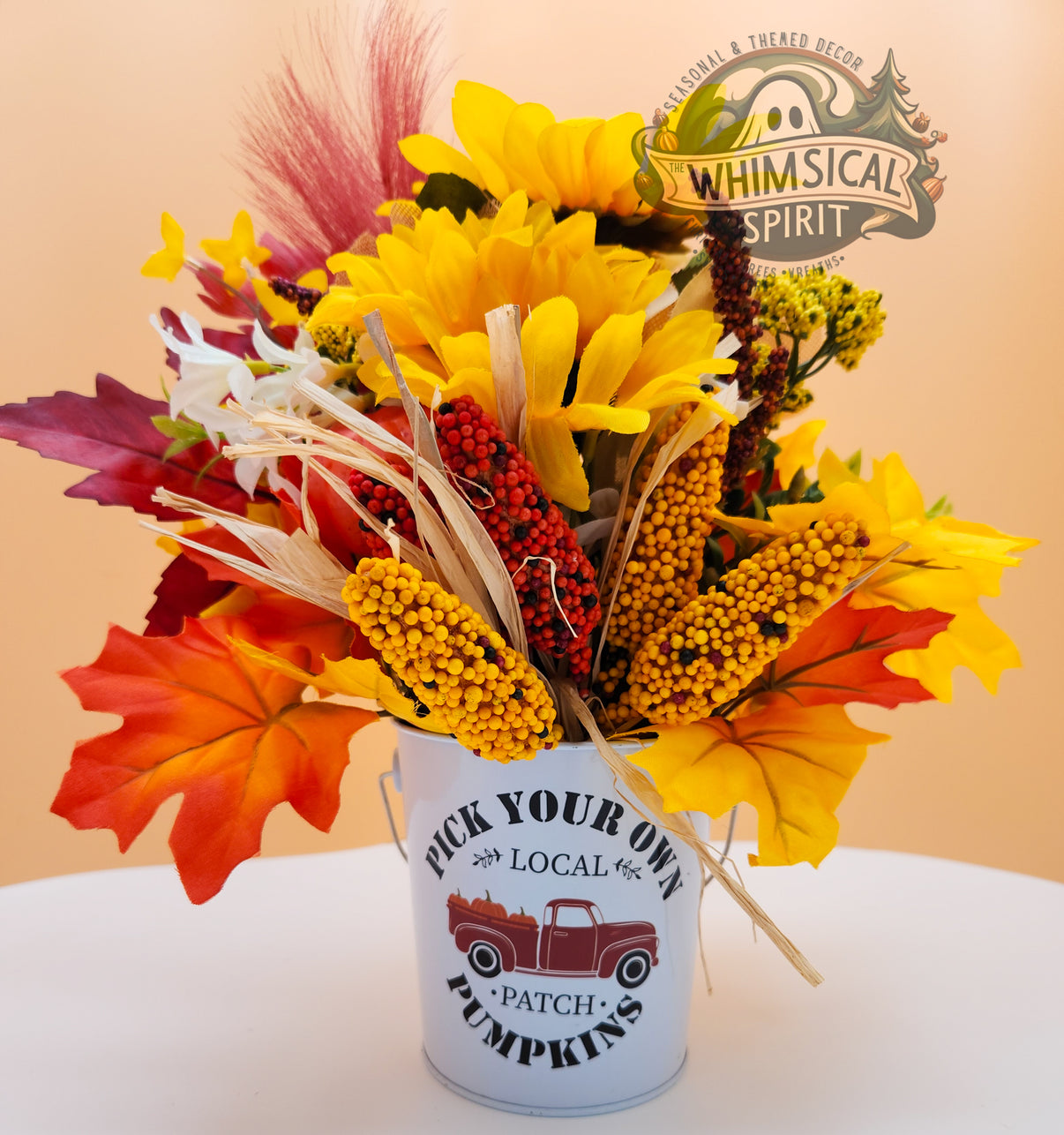 Pumpkin Patch Blooms - Fall Country Harvest Tabletop Centerpiece The Whimsical Spirit