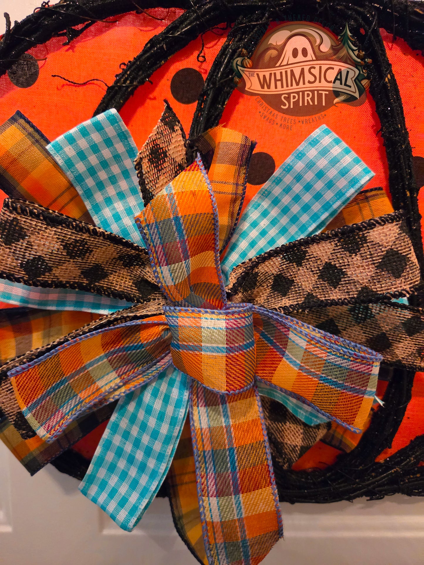 Pumpkin Patch Charm | Orange Pumpkin Door Hanger for Fall Porch Decor