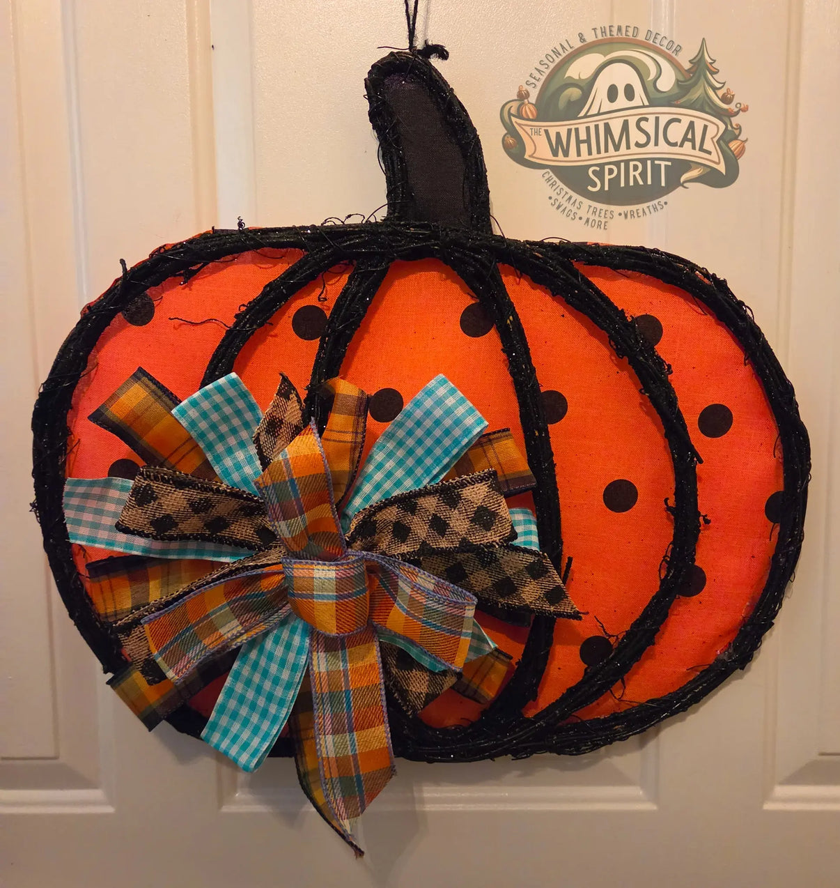 Pumpkin Patch Charm | Orange Pumpkin Door Hanger for Fall Porch Decor The Whimsical Spirit