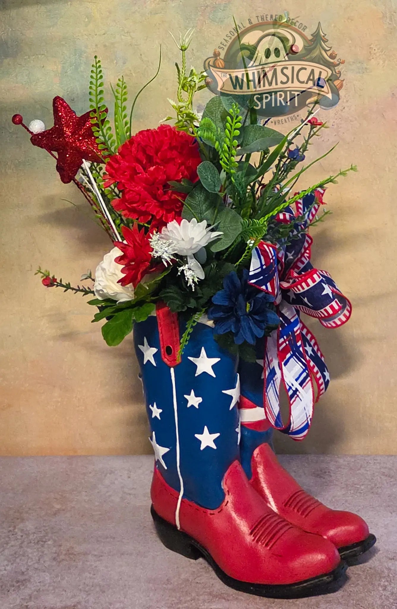 Red White & Rodeo - America 250 4th of July Patriotic Floral Centerpiece The Whimsical Spirit