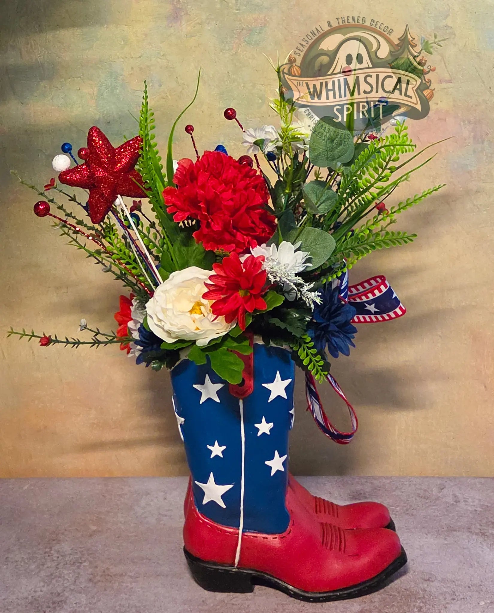 Red White & Rodeo - America 250 4th of July Patriotic Floral Centerpiece The Whimsical Spirit