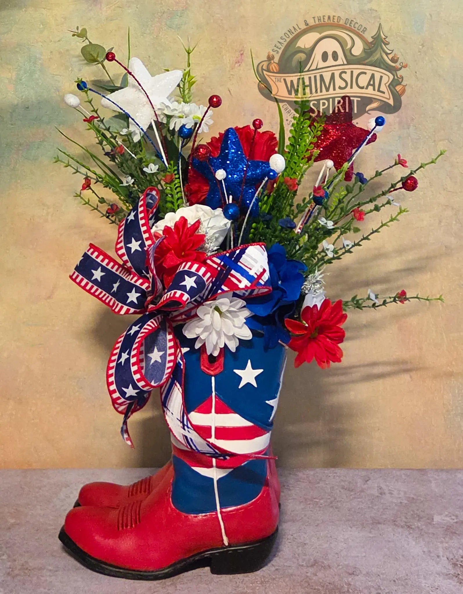 Red White & Rodeo - America 250 4th of July Patriotic Floral Centerpiece The Whimsical Spirit