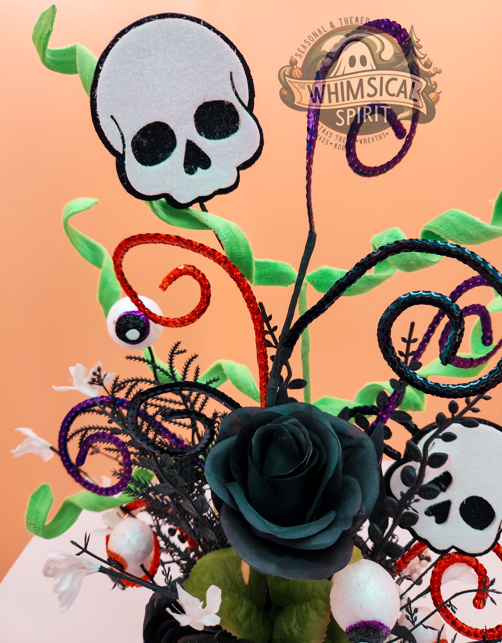 Skulls & Spells - Halloween Skull Tabletop Centerpiece The Whimsical Spirit