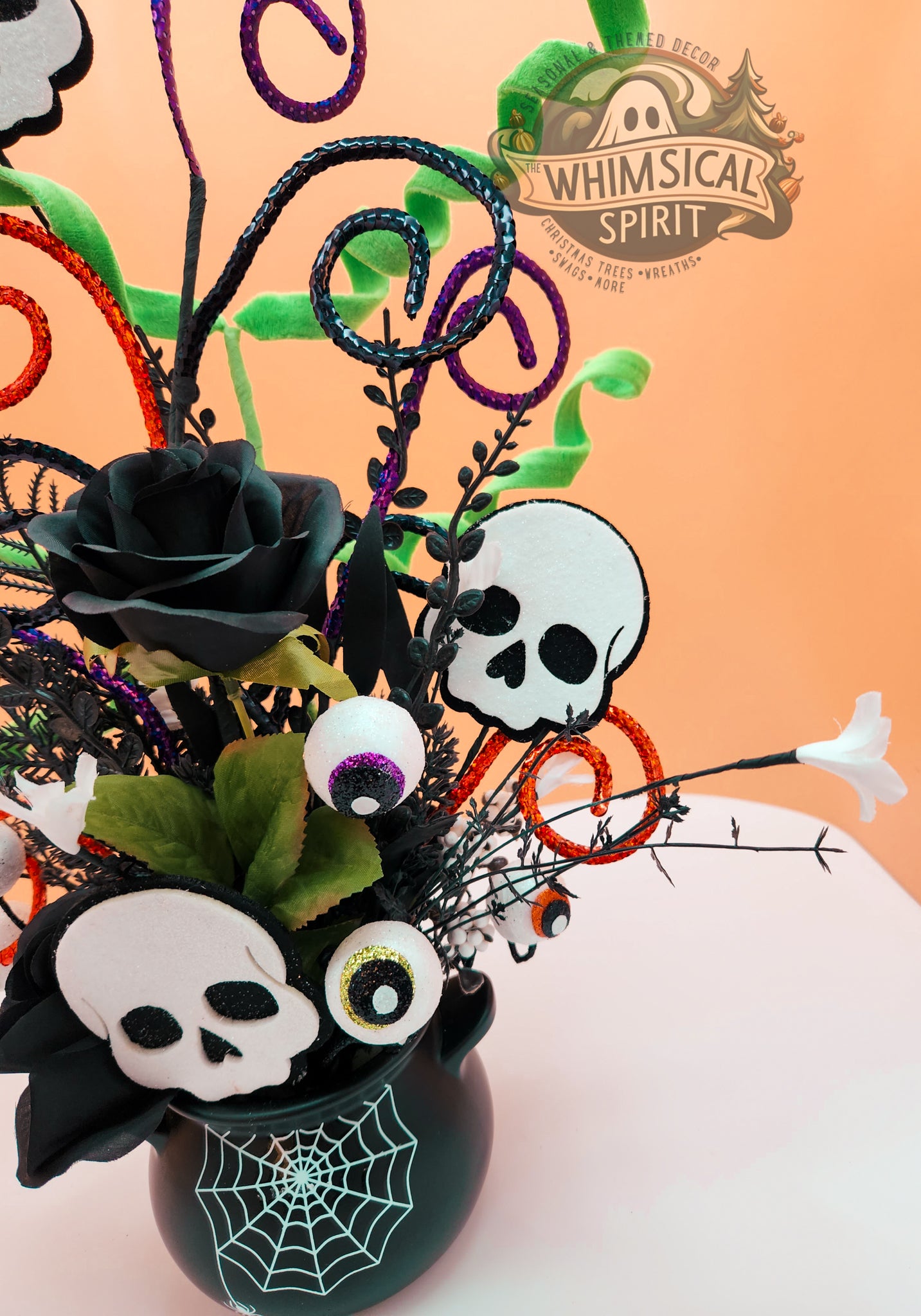 Skulls & Spells - Halloween Skull Tabletop Centerpiece The Whimsical Spirit