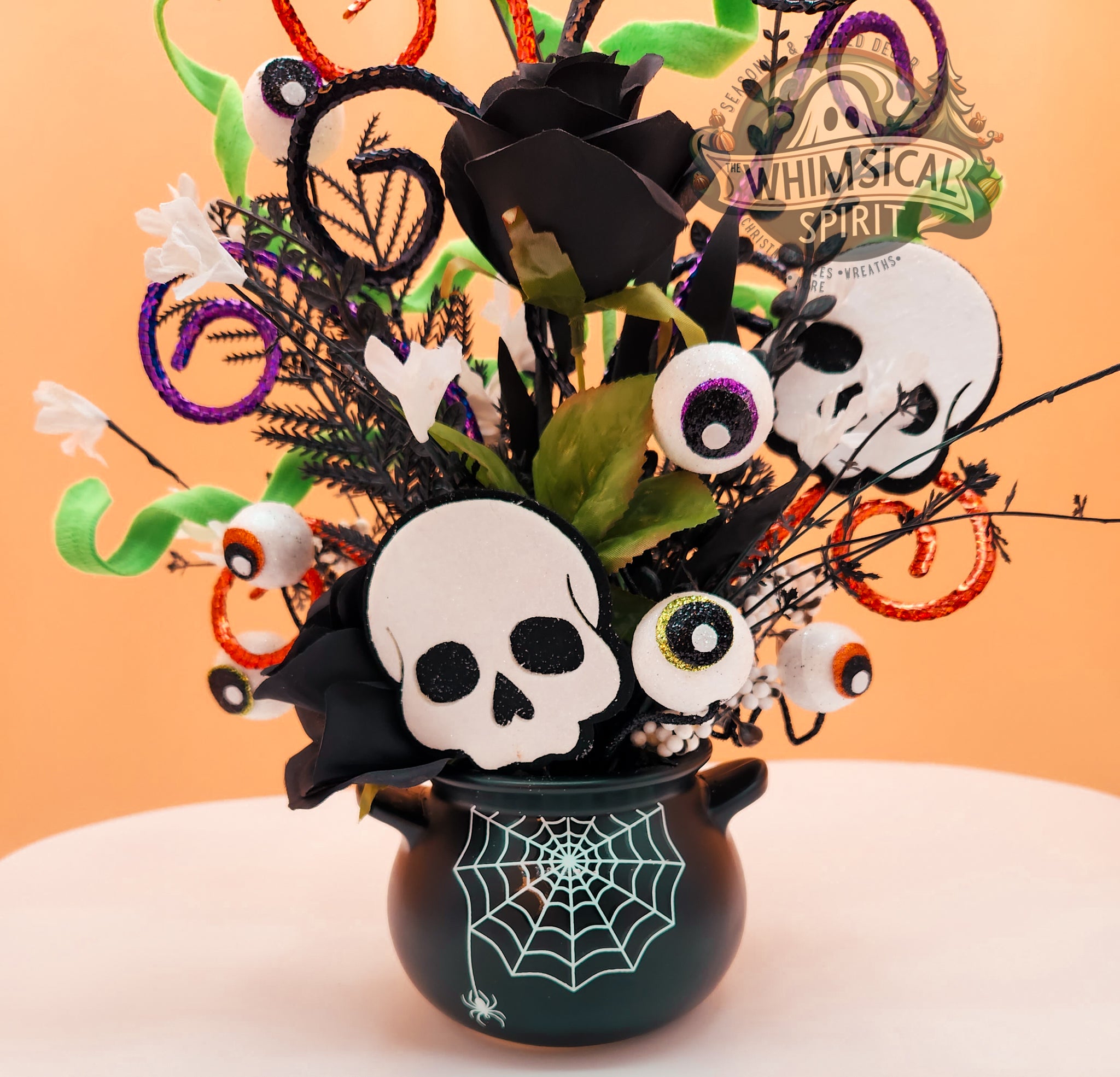 Skulls & Spells - Halloween Skull Tabletop Centerpiece The Whimsical Spirit