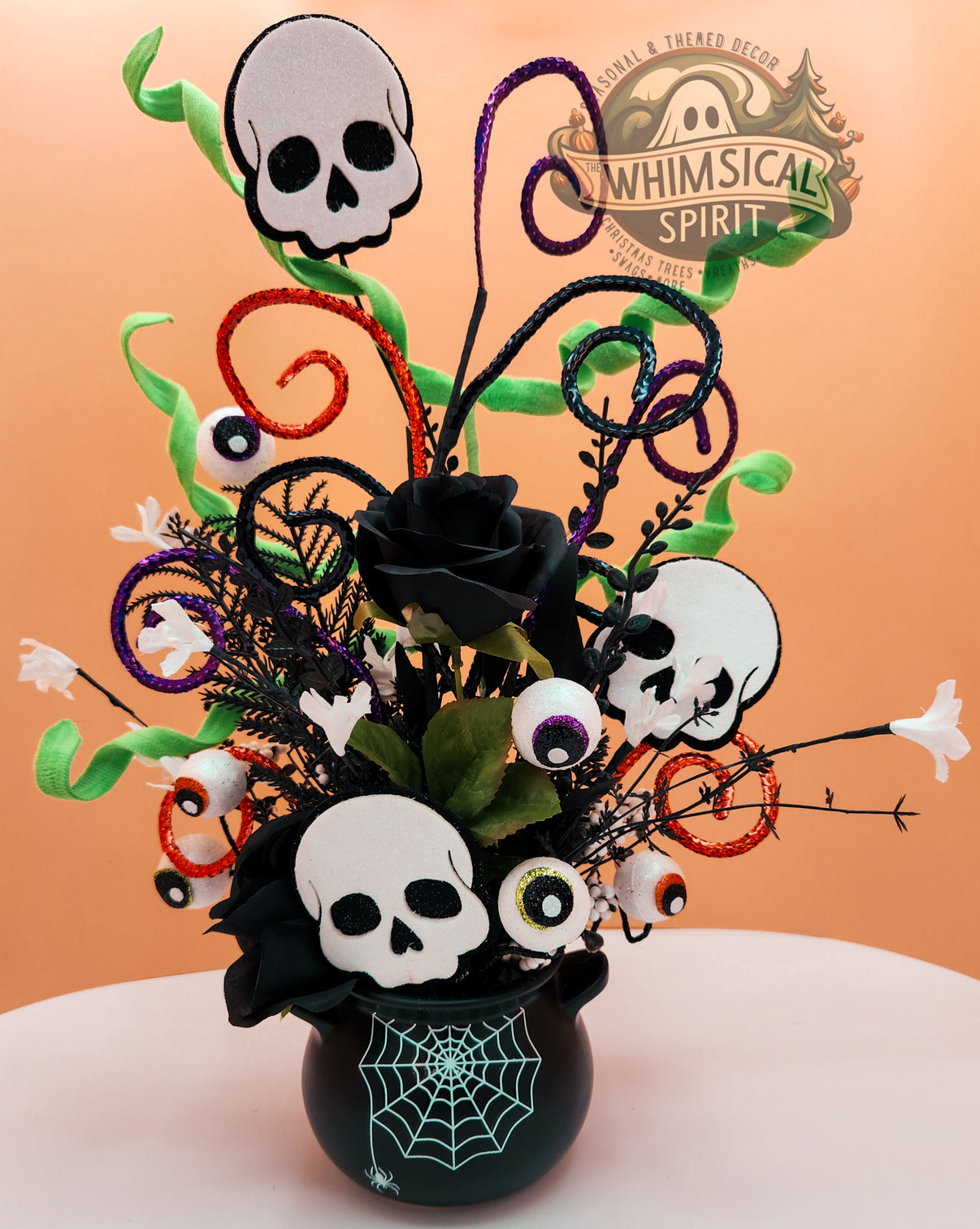 Skulls & Spells - Halloween Skull Tabletop Centerpiece The Whimsical Spirit