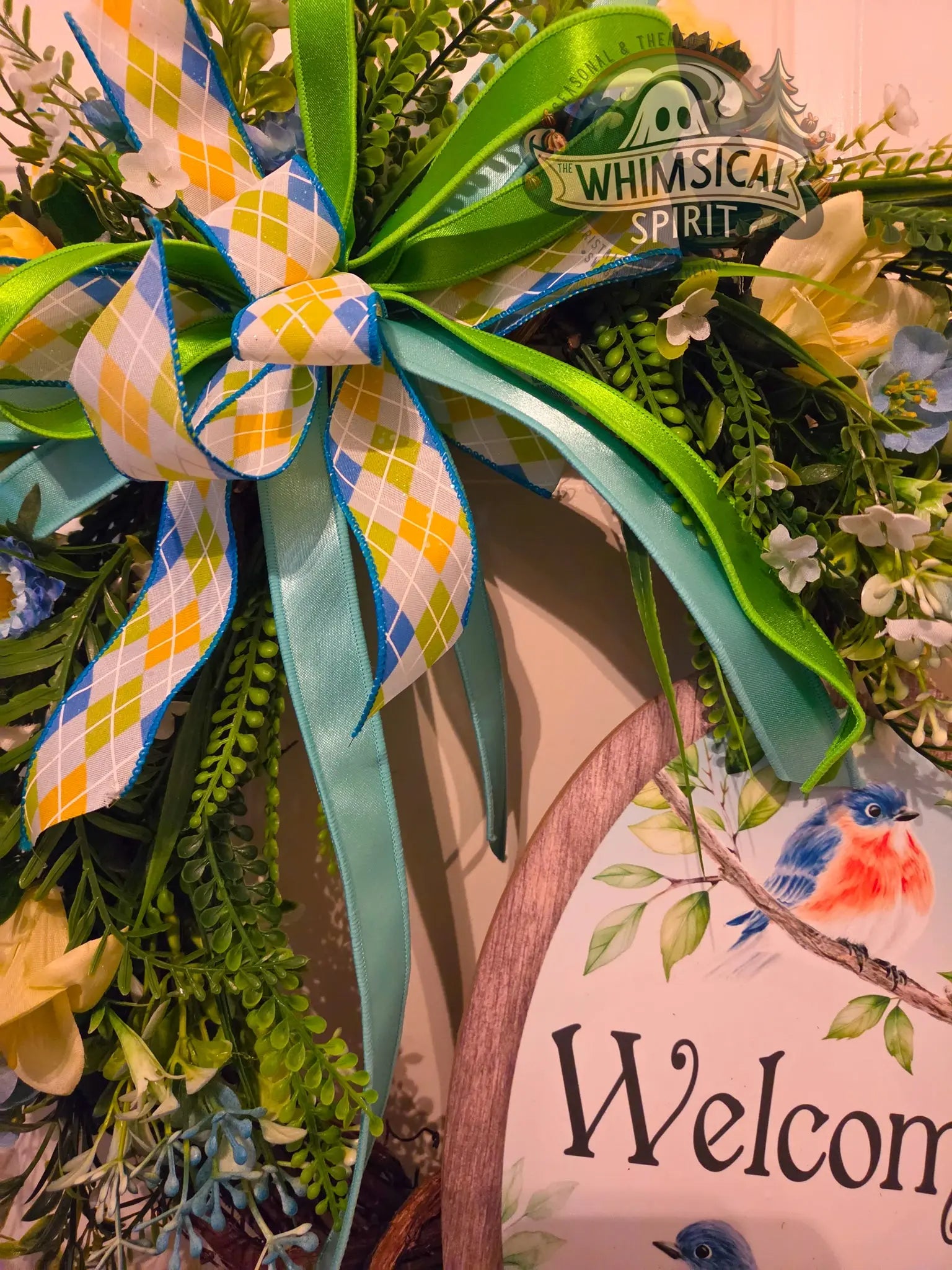 Spring Songbird Entry - Welcome Bluebird Grapevine Wreath The Whimsical Spirit