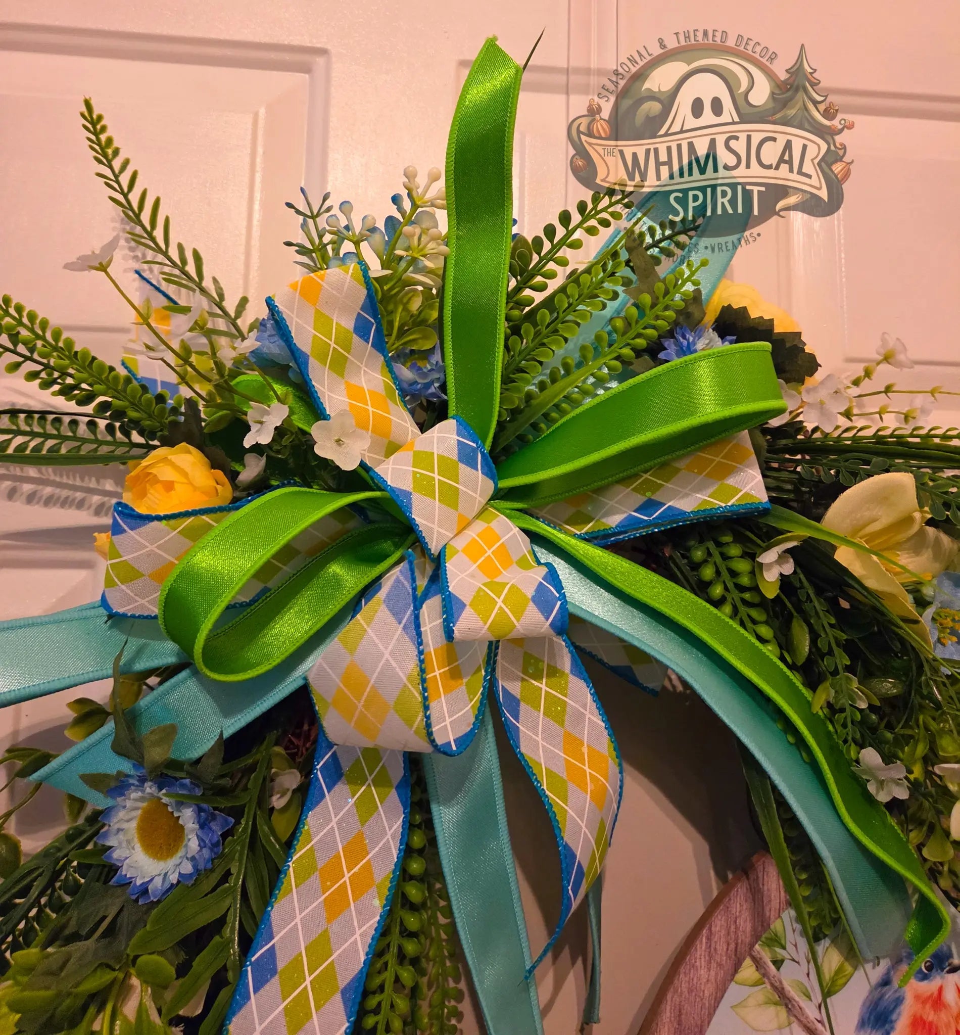Spring Songbird Entry - Welcome Bluebird Grapevine Wreath The Whimsical Spirit