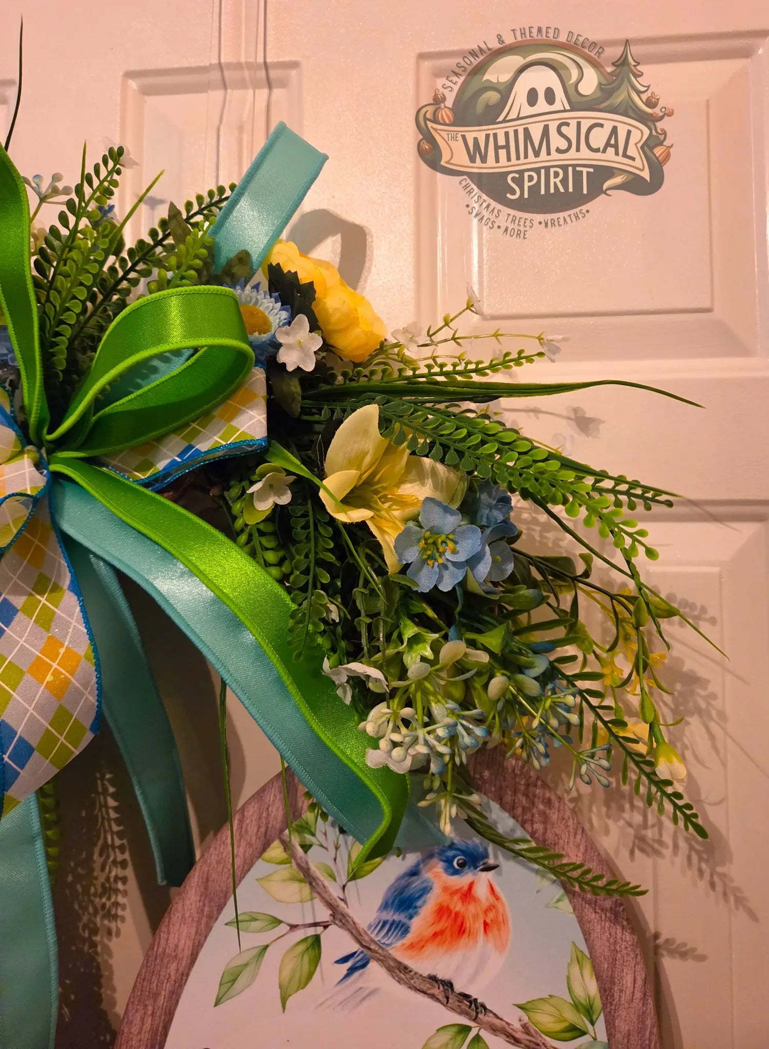 Spring Songbird Entry - Welcome Bluebird Grapevine Wreath The Whimsical Spirit